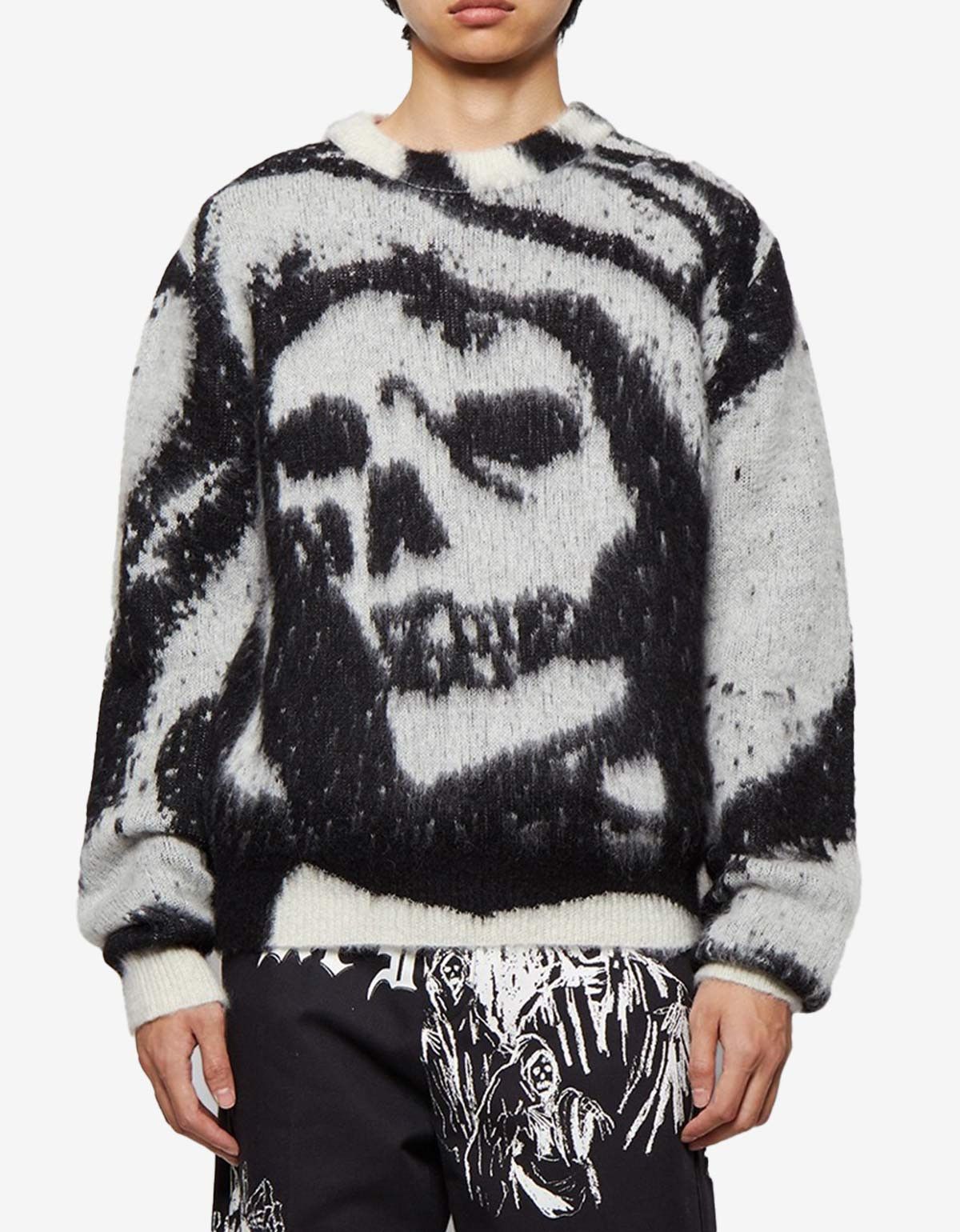 Amiri Amiri x Wes Lang Grey Reaper Mohair Sweater Size US L / EU 52-54 / 3 - 3 Thumbnail