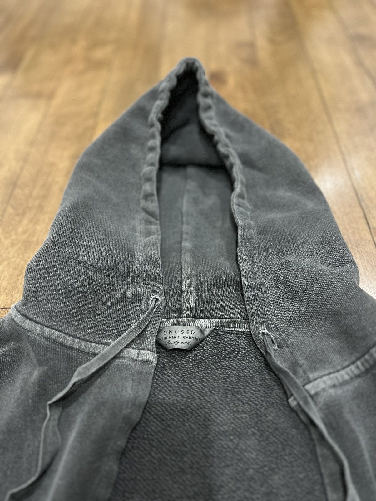 Unused Oil Wash Grey Kimono Tie Bondage Hoodie by Unused Size US M / EU 48-50 / 2 - 12 Thumbnail