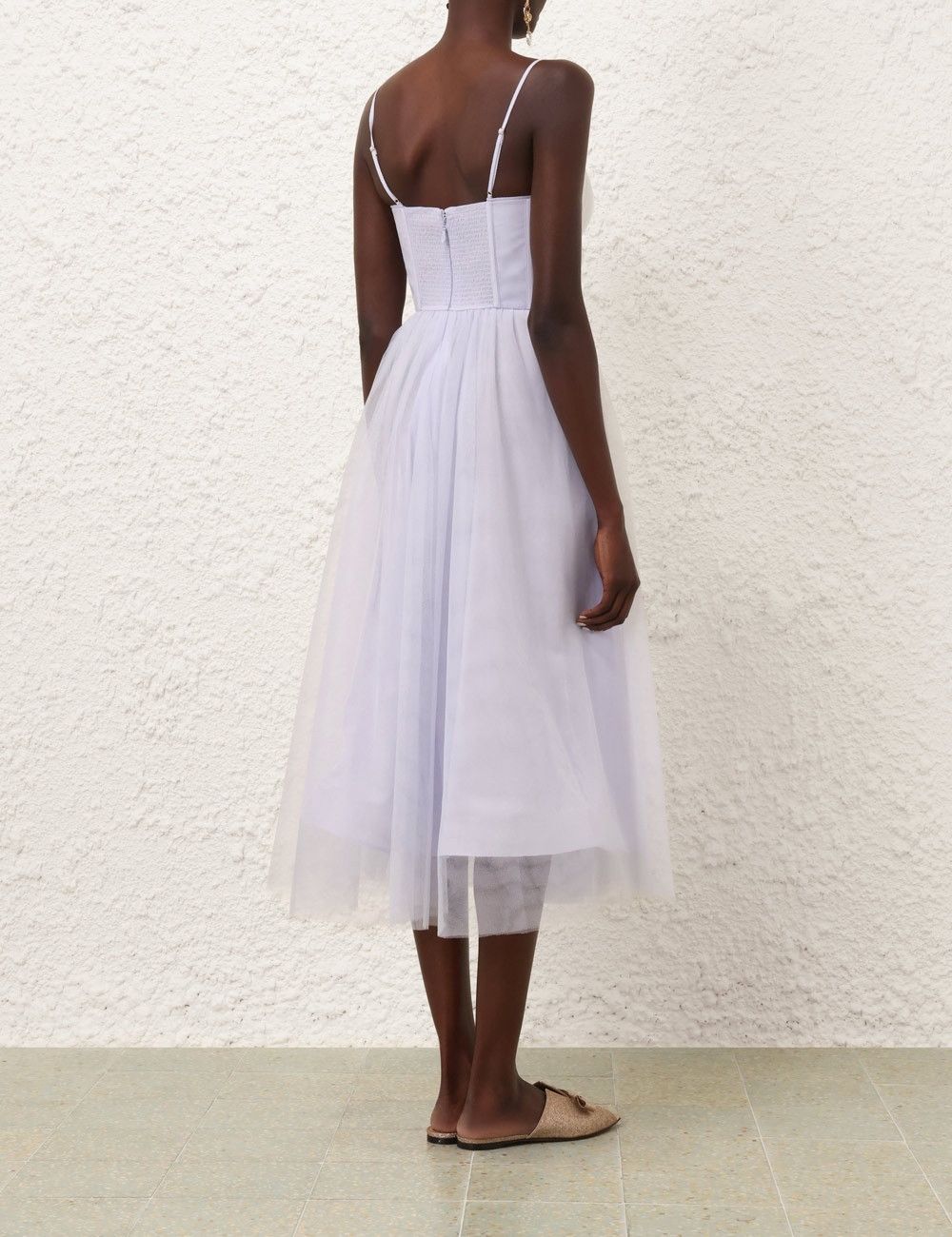 Zimmermann o1w1db10925 Tulle Corset Midi Dress in Light Blue Size M / US 6-8 / IT 42-44 - 4 Thumbnail