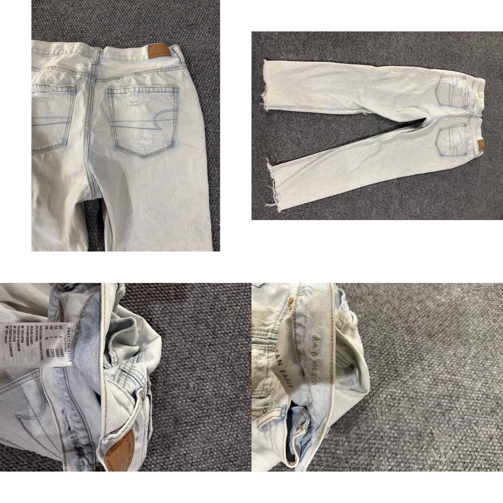 American Eagle Outfitters American Eagle Outfitters Jeans Womens 6 Short Light Wash Distressed Mom Jean Raw Hem 90s Size 28" / US 6 / IT 42 - 8 Thumbnail