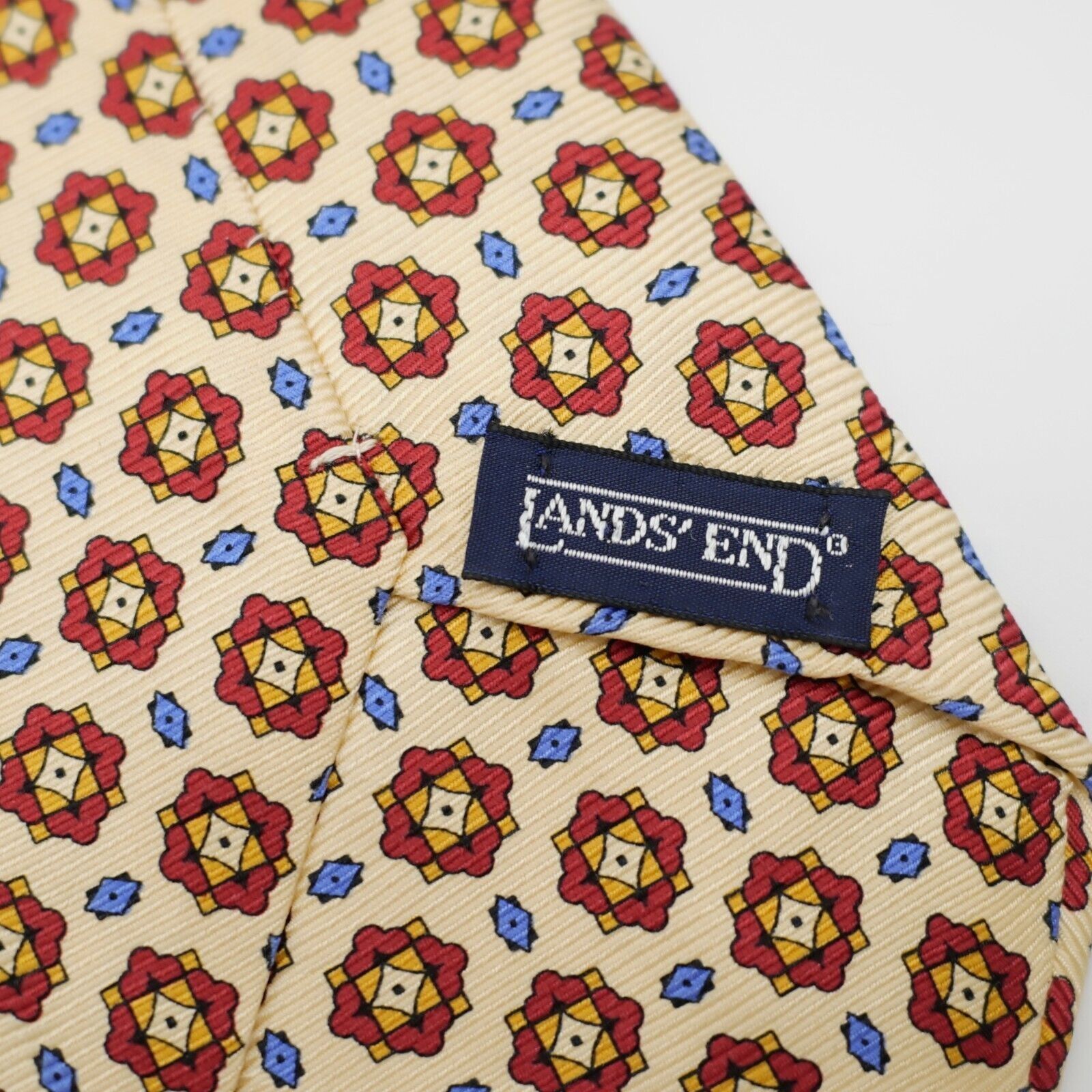 Lands' End Land's End Yellow Red Blue Geometric Print Silk Tie Size ONE SIZE - 3 Thumbnail