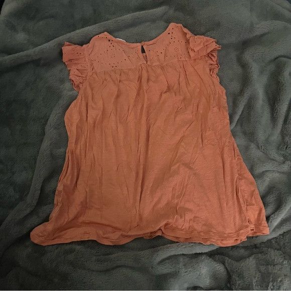 Nordstrom CASLON Eyelet Flutter Sleeves Orange Women's Top SZ 0x Size L / US 10 / IT 46 - 2 Thumbnail