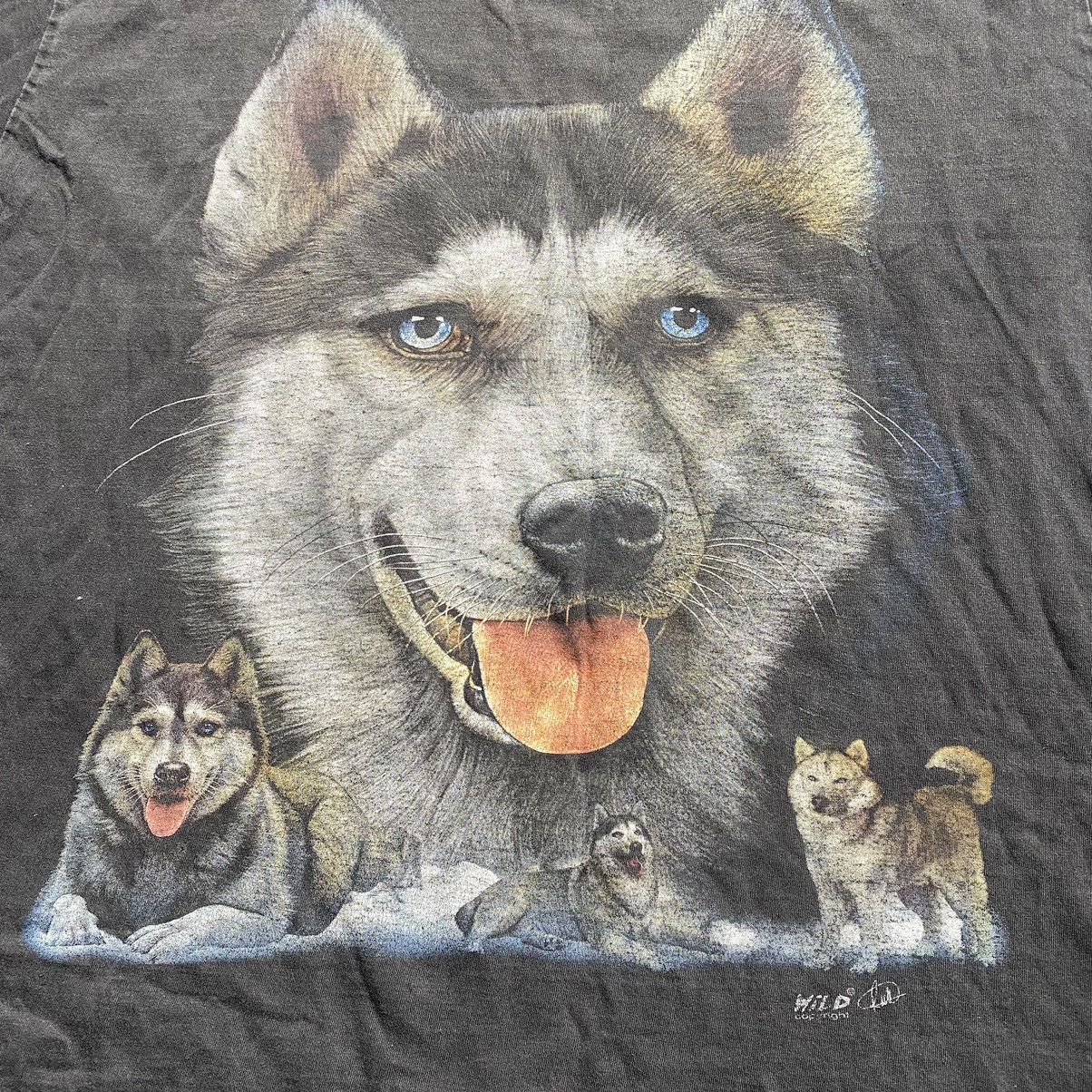 Vintage VINTAGE WILD HUSKY DOG FADED T SHIRT Size US XL / EU 56 / 4 - 3 Thumbnail