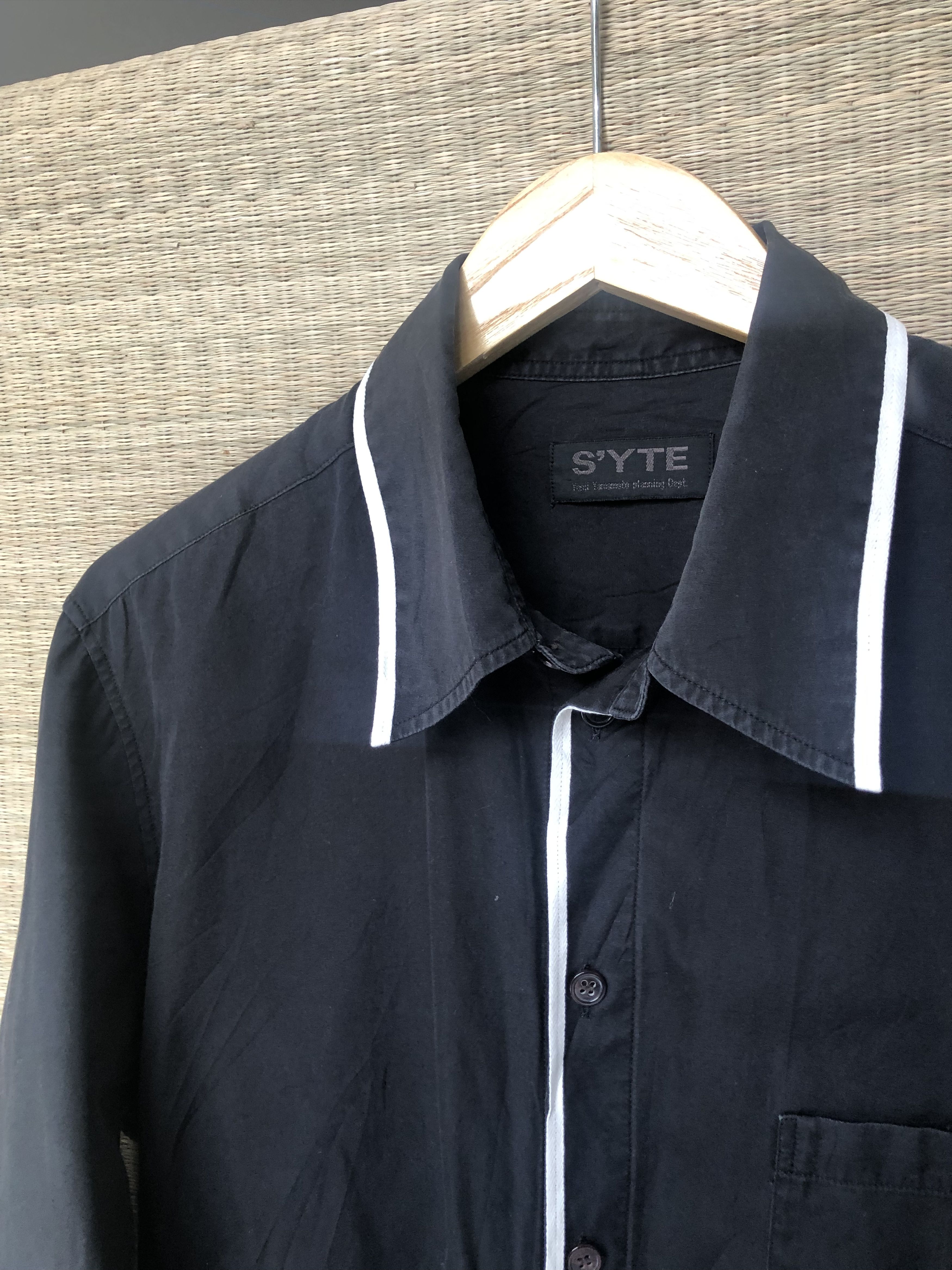 Y's for Men black with white pipping shirt Size US M / EU 48-50 / 2 - 3 Thumbnail