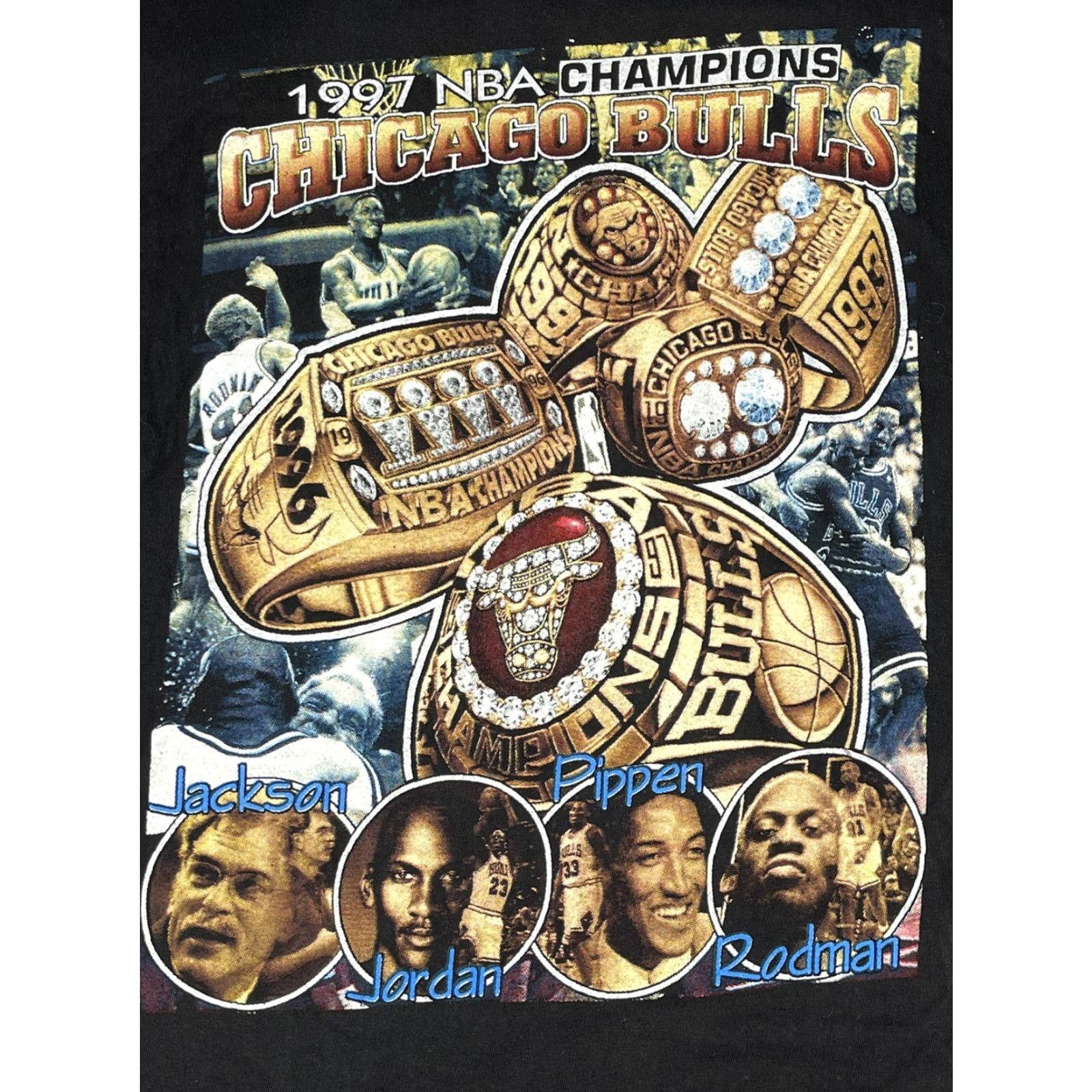 Jordan Brand VINTAGE Chicago Bulls Michael Jordan Rap T-Shirt 90s Basketball Champions Black 2XL Mens Size US XXL / EU 58 / 5 - 3 Thumbnail