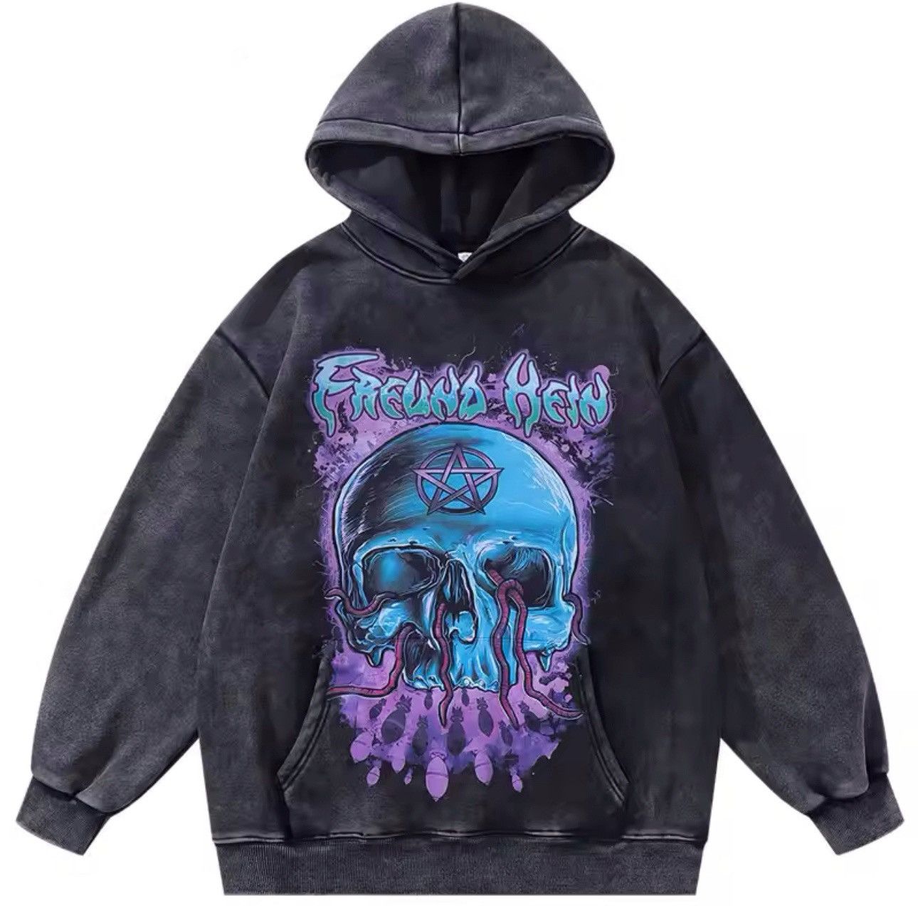 Vintage Retro Gothic Punk Skull Skeleton Print Sweatshirt Hoodie Size US XXL / EU 58 / 5 - 1 Thumbnail