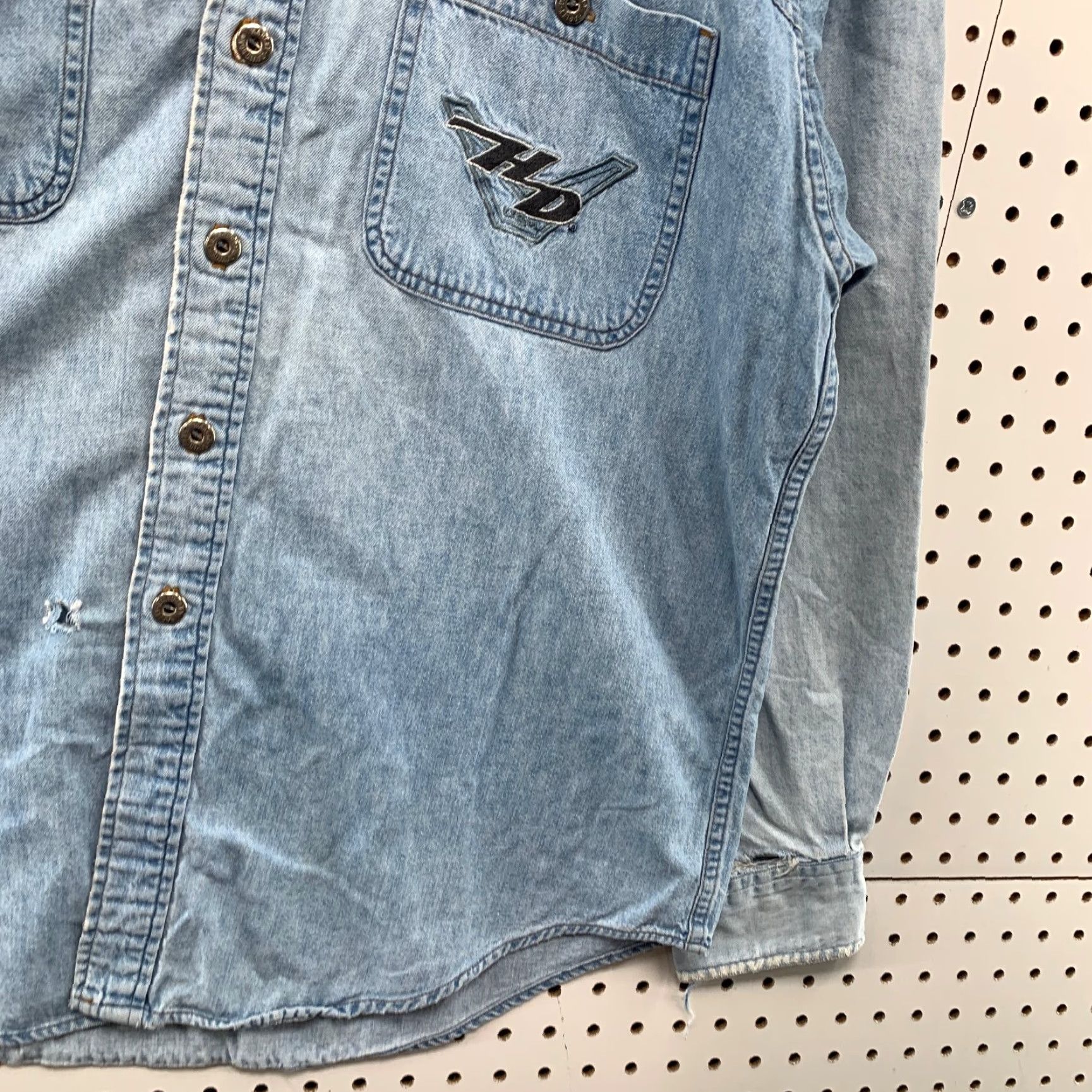 Harley Davidson VINTAGE Harley-Davidson Denim Button Shirt Mens Large Distressed Pocket Biker Size US L / EU 52-54 / 3 - 5 Thumbnail