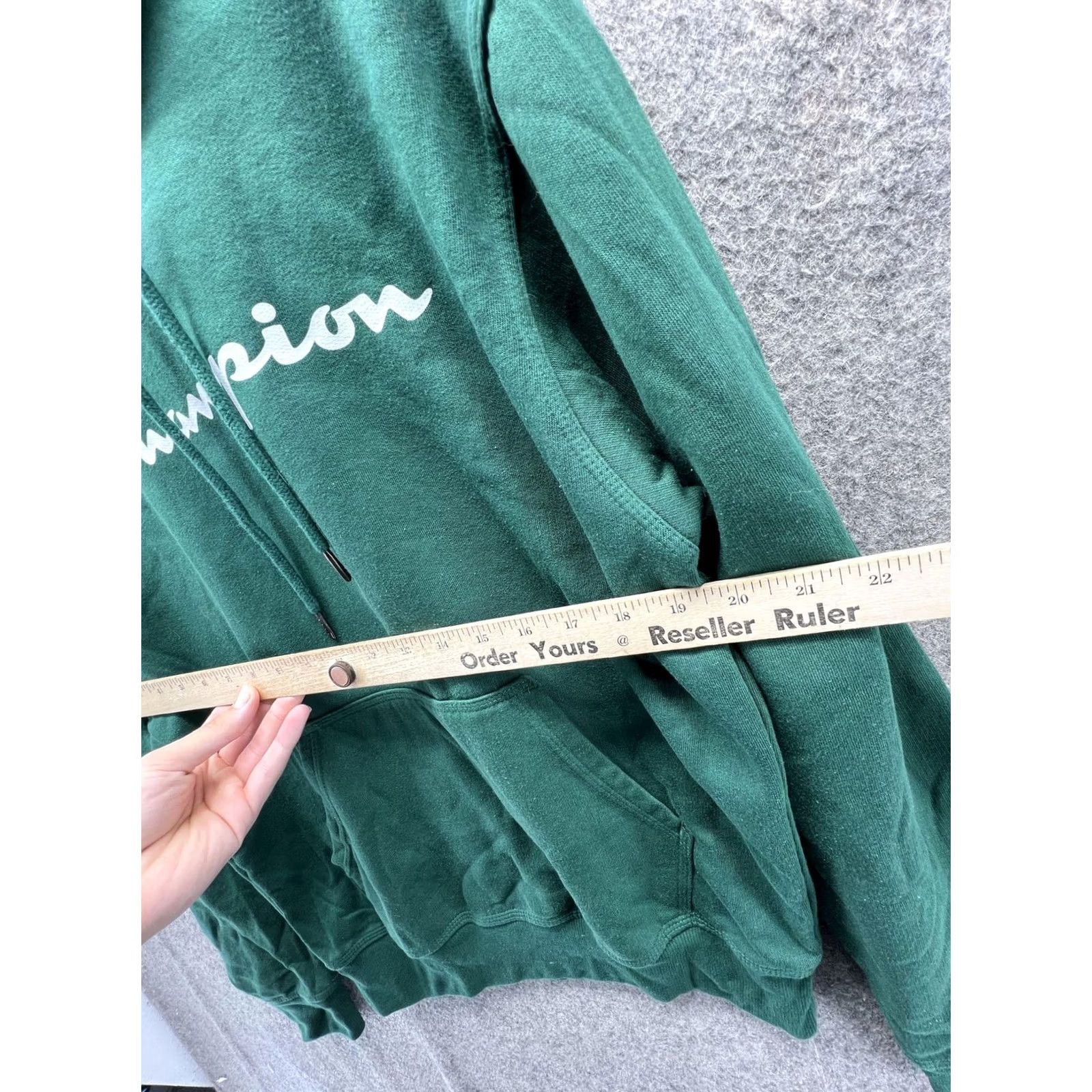 Champion Champion Hoodie Mens Small Green Front Graphic Logo Pullover Fleece Sweatshirt Size US S / EU 44-46 / 1 - 6 Thumbnail