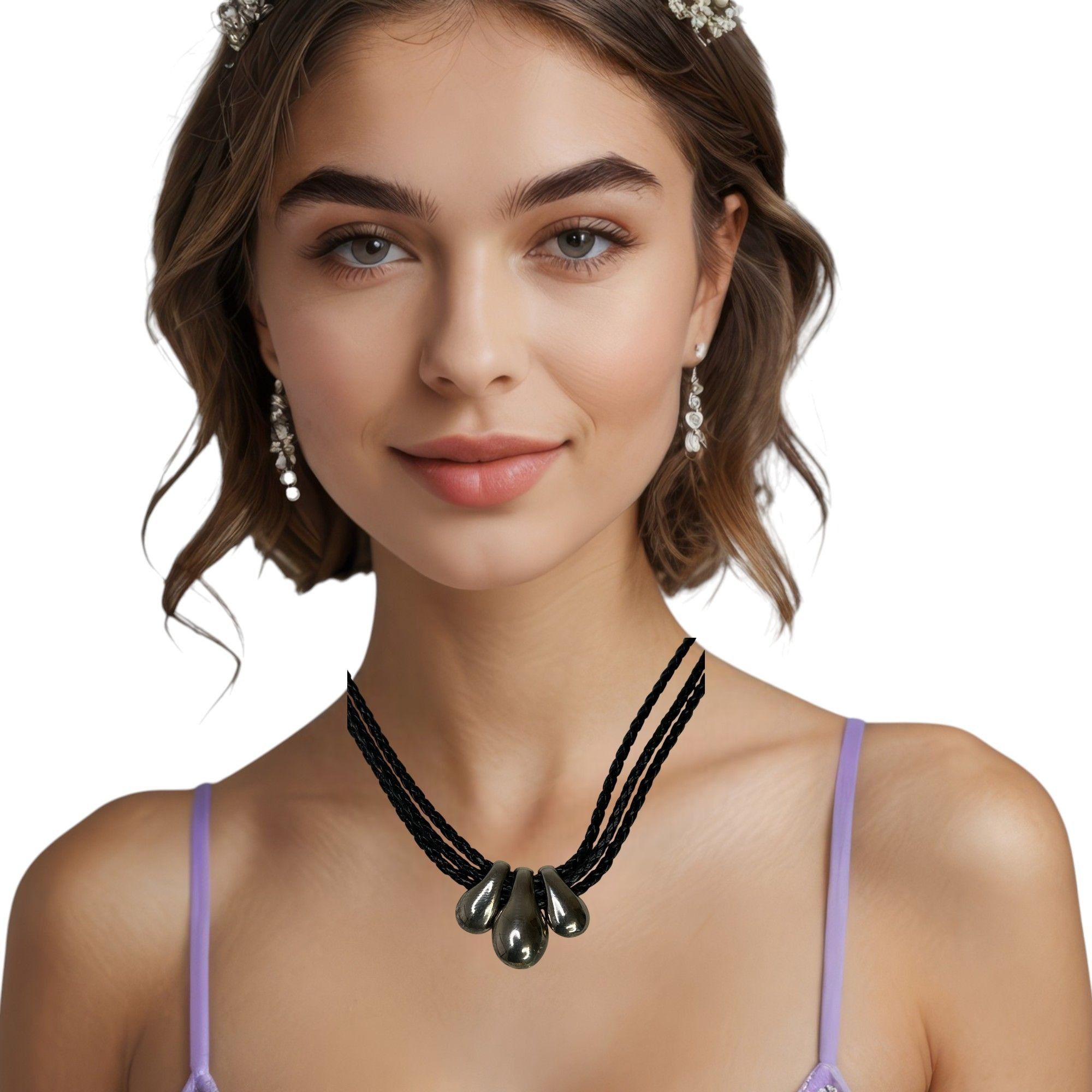 Designer Beautiful Women's Black Necklace With Pretty Teardrop Size ONE SIZE - 2 Thumbnail