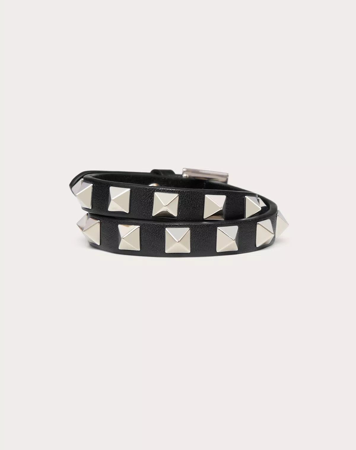 Valentino oc11z0725 Size:OS/Calfskin Double-Strap Bracelet in Black Size ONE SIZE - 1 Thumbnail