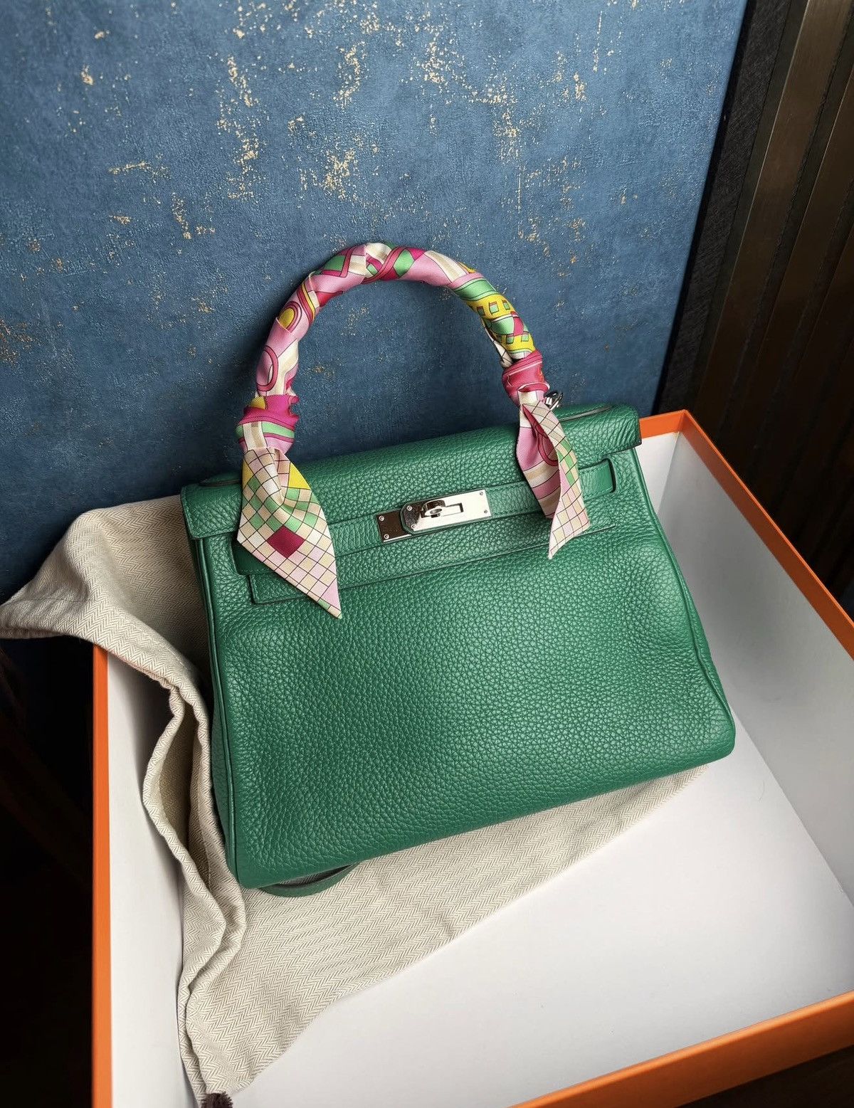 Hermes Kelly Bag 28 Clemence Leather Stamp A Vert Vertigo Size ONE SIZE - 1 Thumbnail