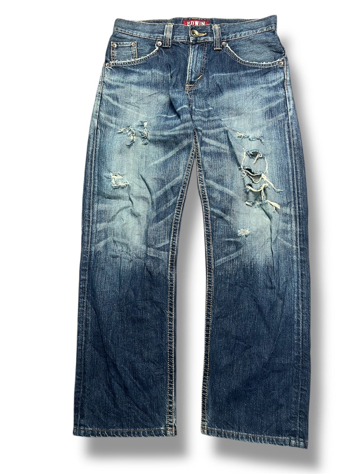 Edwin Edwin Japan Denim Ripped Distressed Relaxed Fit Jeans (42) Size US 30 / EU 46 - 1 Thumbnail