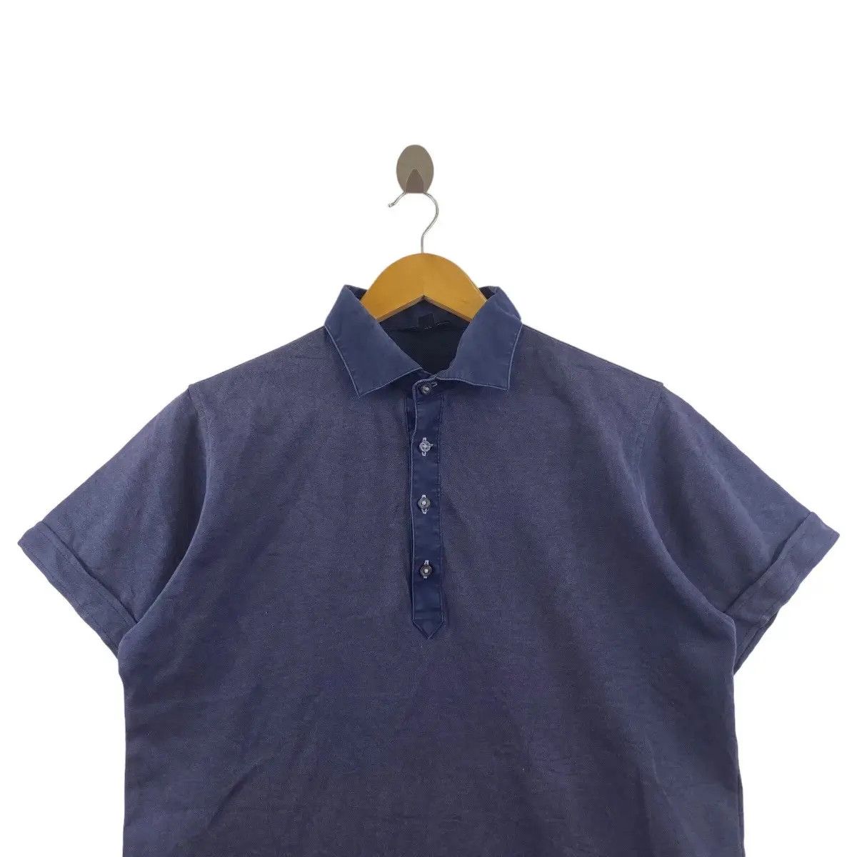 Uniqlo UNIQLO JAPAN Natural Dye Minimalist Indigo Polo Tee Shirt Size US L / EU 52-54 / 3 - 3 Thumbnail