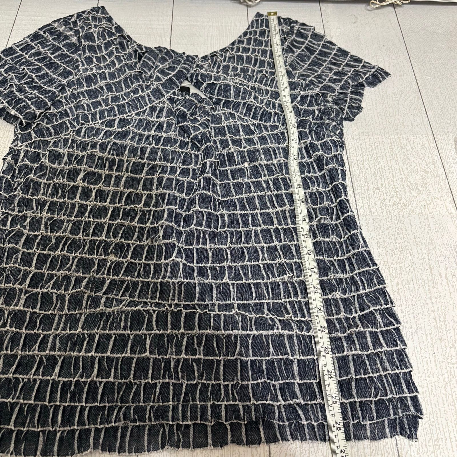 Other Dusak Designs Blue and White Layered Ruffle Blouse Size XL Size XL / US 12-14 / IT 48-50 - 8 Thumbnail
