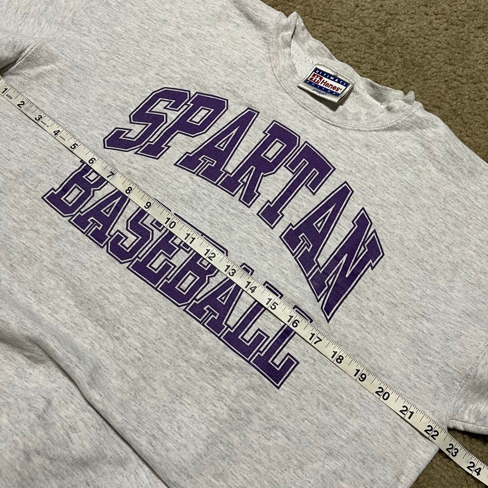 Hanes Vintage 90s Spartan Baseball Hanes Grey Crewneck Large Size US L / EU 52-54 / 3 - 5 Thumbnail
