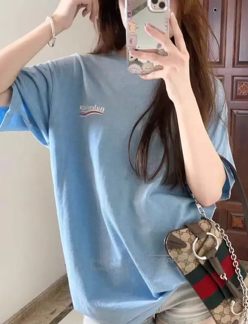 Balenciaga Balenciaga Light blue logo letter embroidery cotton round Size US XS / EU 42 / 0 - 8 Thumbnail