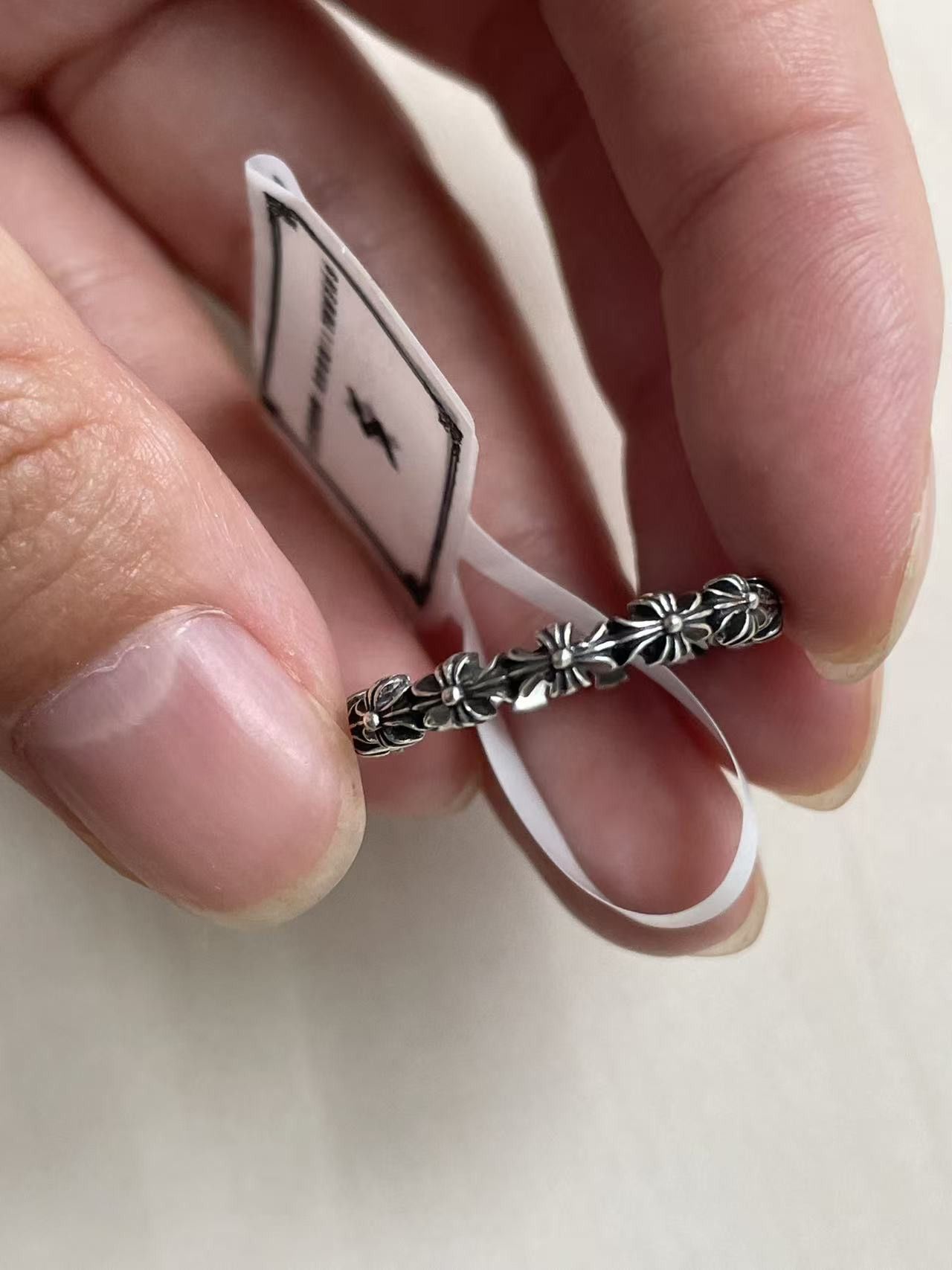 Chrome Hearts Chrome Hearts Silver Tiny E Plus Band Ring Size ONE SIZE - 12 Thumbnail