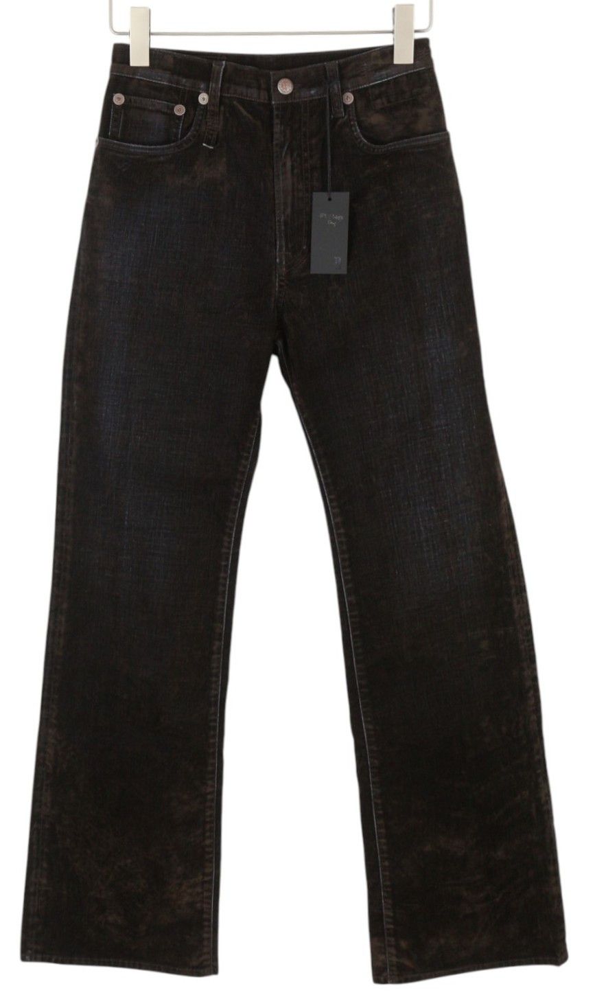 R13 JEAN 27 Flocked Brown High Rise Straight Zip Jeans 85839 Size 27" / US 4 / IT 40 - 1 Thumbnail