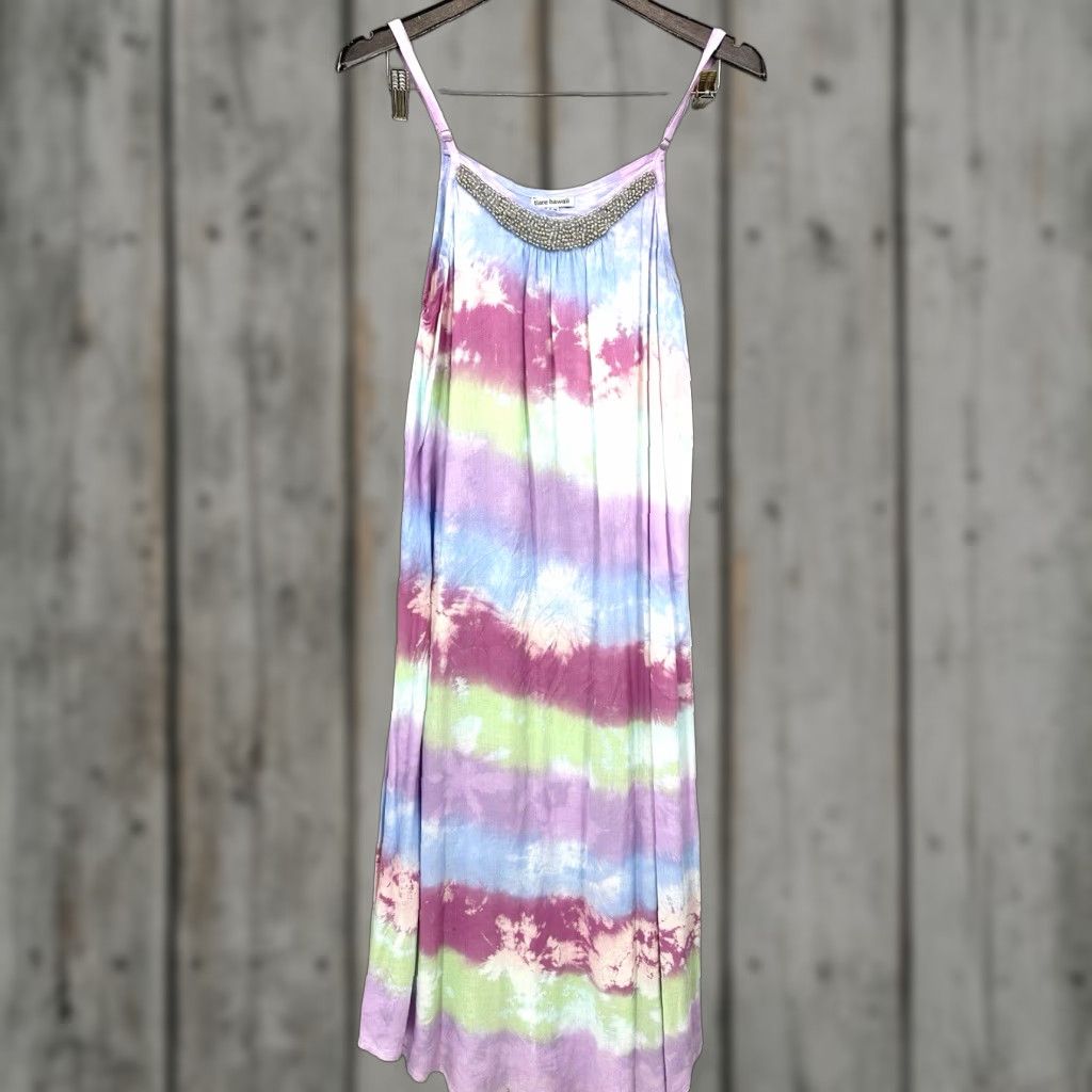 Vintage Tiare Hawaii Dress Womens S/M Tie Dye Beaded Boho Beach Cover up Summer Purple Size M / US 6-8 / IT 42-44 - 1 Thumbnail