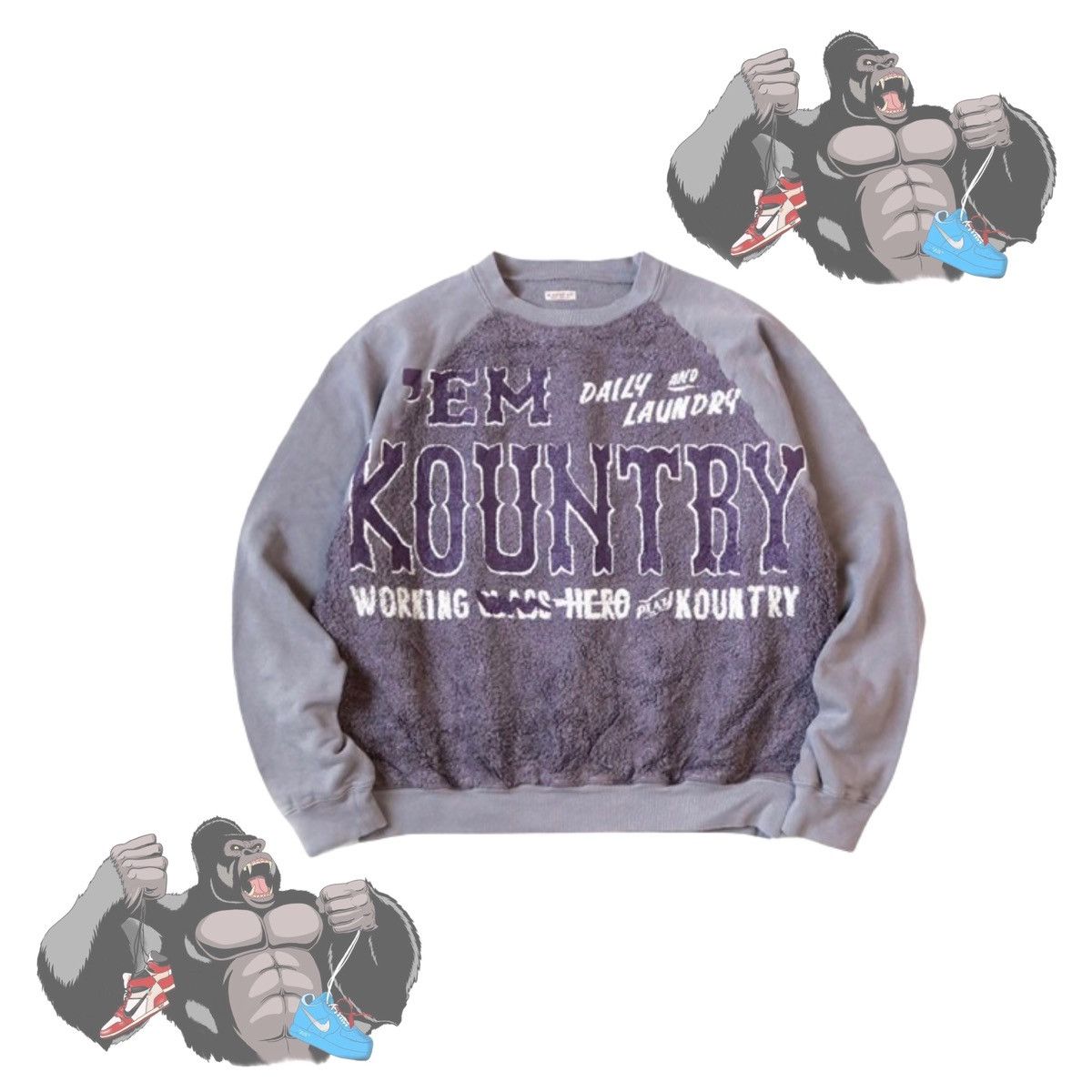Kapital Kapital Knit x Fur Grizzly Sweater, 'Em Kountry, Purple Size US L / EU 52-54 / 3 - 1 Thumbnail