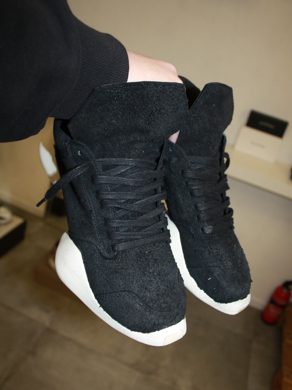 Adidas × Rick Owens Rick Owens x Adidas Runner Soft Leather Black Size US 6 / EU 39 - 1 Thumbnail