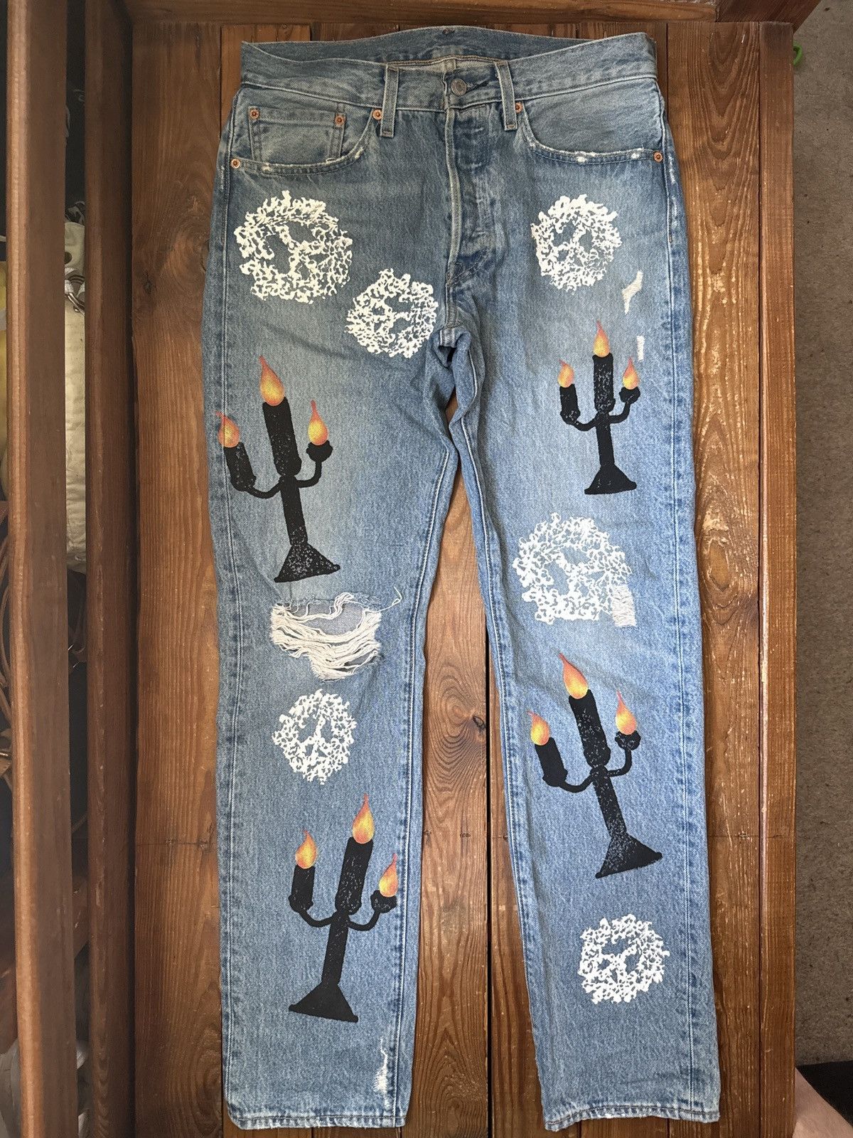 DENIM TEARS × Levi's Denim Tears x Levis x Virgil Abloh Candle Printed Jeans Size US 32 / EU 48 - 1 Thumbnail