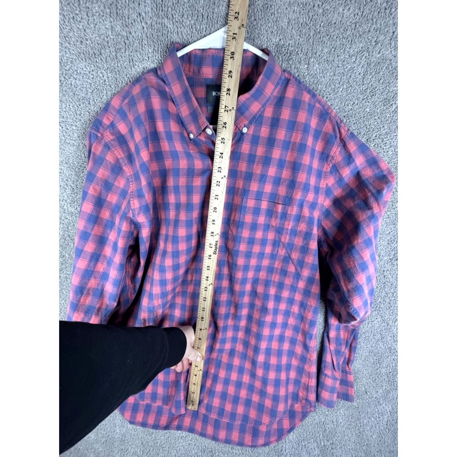 Bonobos Bonobos Shirt Mens 2XL Red Blue Plaid Slim Fit Button Front Long Sleeve Size US XXL / EU 58 / 5 - 7 Thumbnail