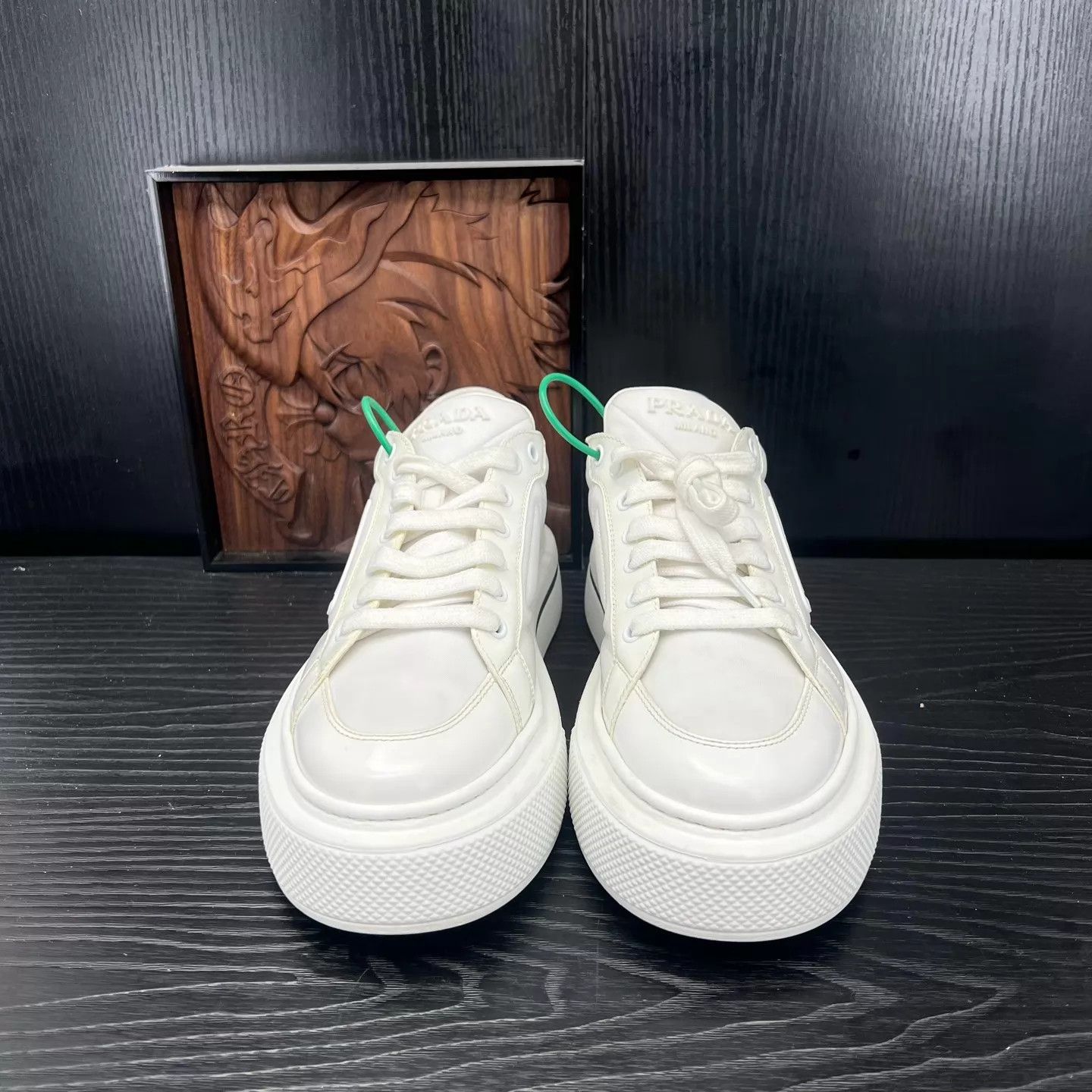 Prada Prada Macro White Sneakers 38.5 Near New Box Size US 8 / IT 38 - 4 Thumbnail