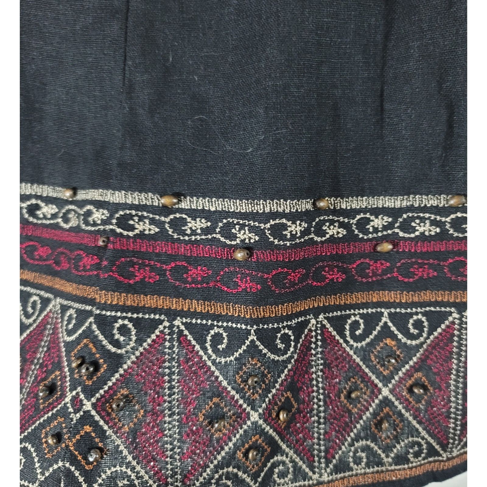 Other Multiples Black Embroidered Beaded A-Line Skirt PM Lined Size 31" - 2 Thumbnail