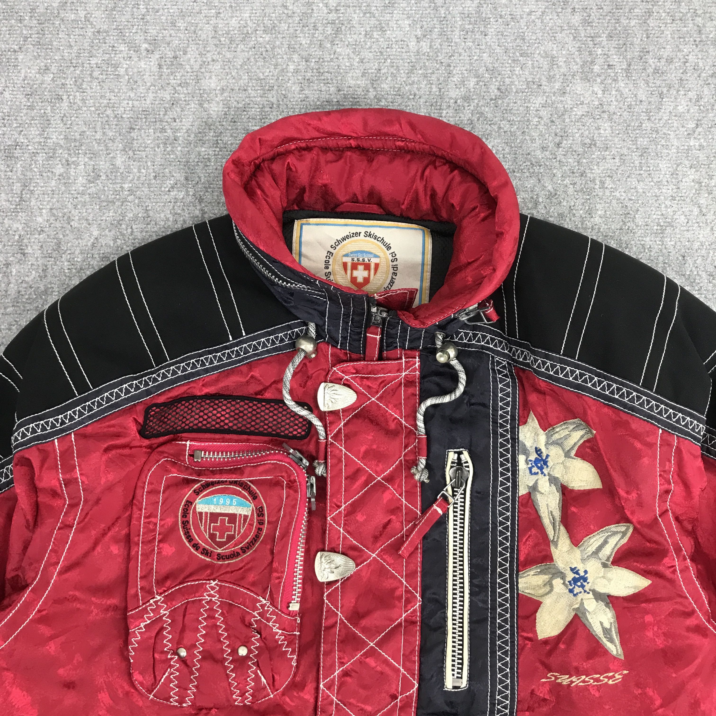 Vintage SWISS SKI SCHOOL SKI RARE DESIGN JACKET Size US L / EU 52-54 / 3 - 3 Thumbnail
