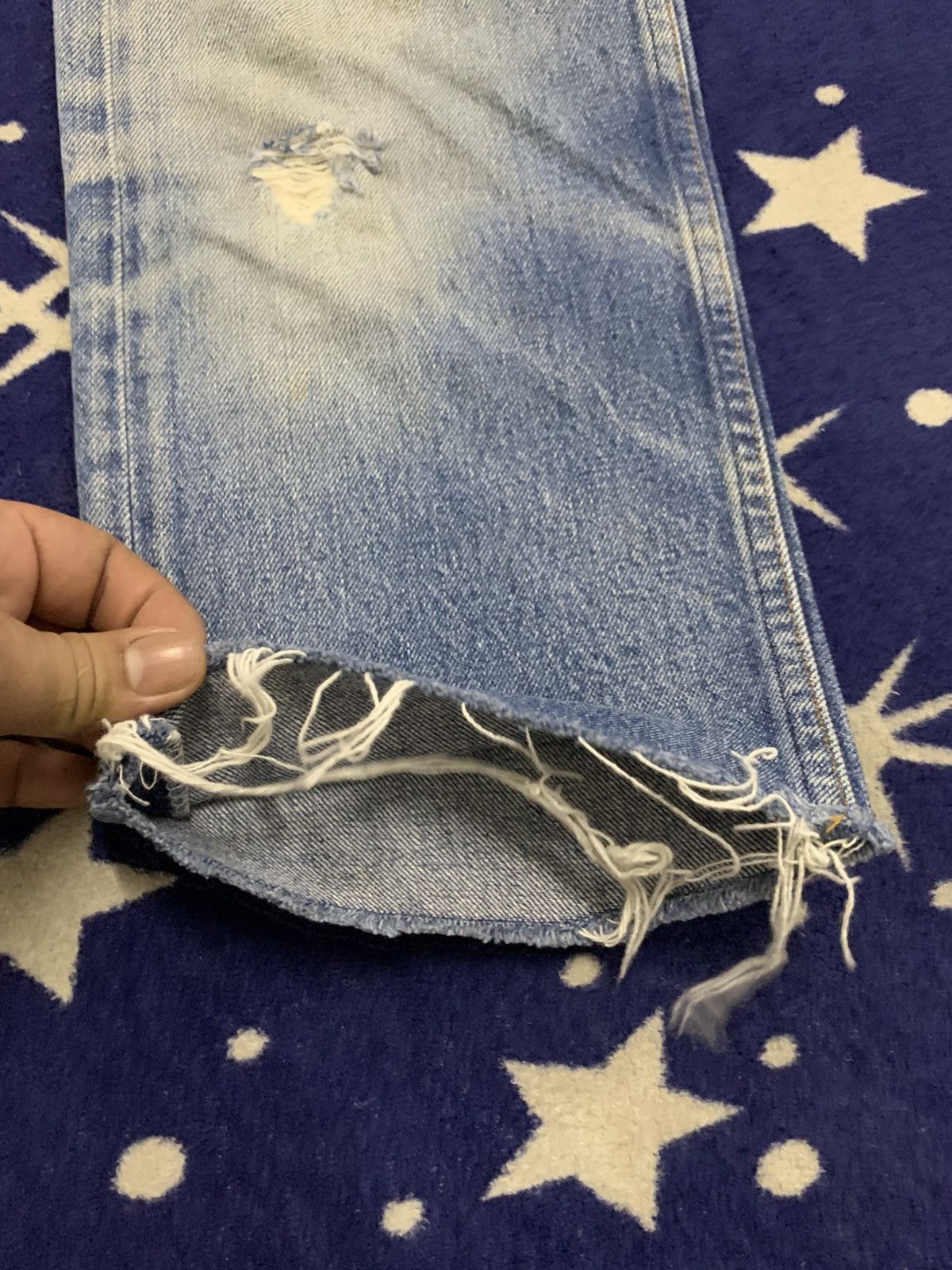 Levi's Vintage Clothing Levi’s 501 USA Vintage Denim Jeans — Altered & Distressed Size US 27 - 8 Thumbnail