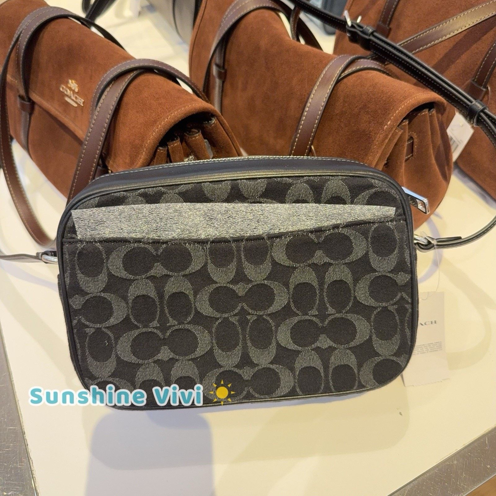 Coach NWT Coach CDE89 Jamie Camera Bag Signature Denim Black Size ONE SIZE - 5 Thumbnail
