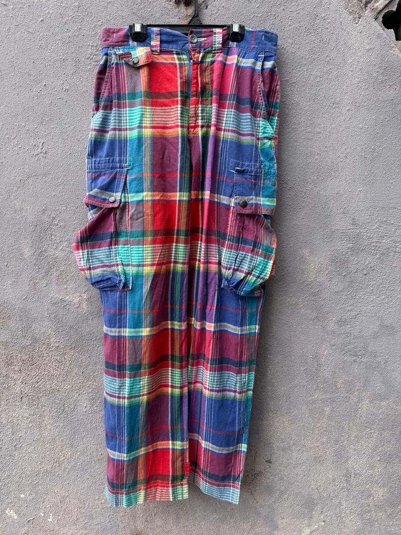Polo Ralph Lauren Vintage 90s Polo RL Madras Tartan Cargo Trouser Pant Size US 30 / EU 46 - 1 Thumbnail