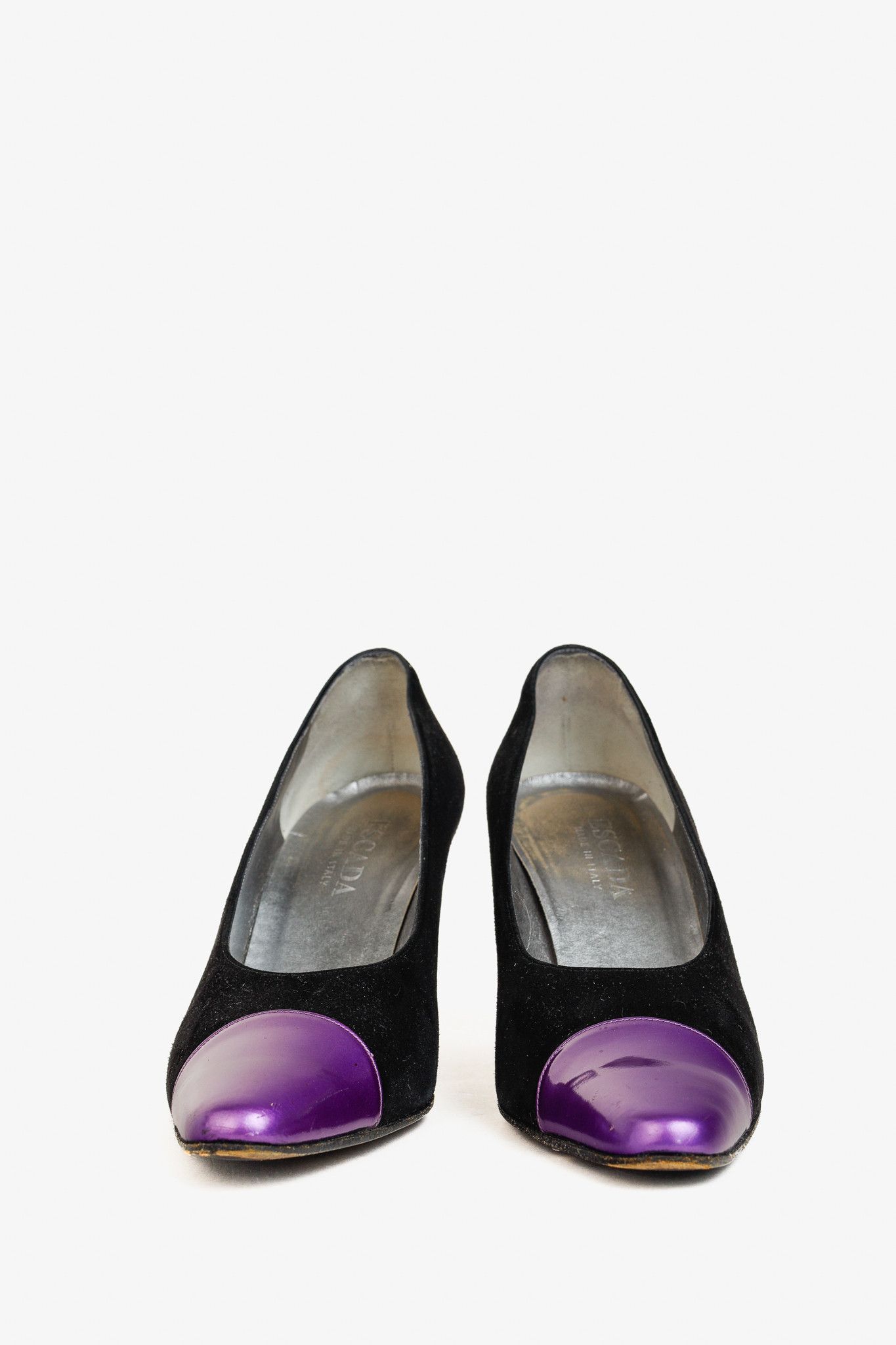 Escada Escada Black Suede and Purple Patent Pumps Size US 7.5 / IT 37.5 - 2 Thumbnail