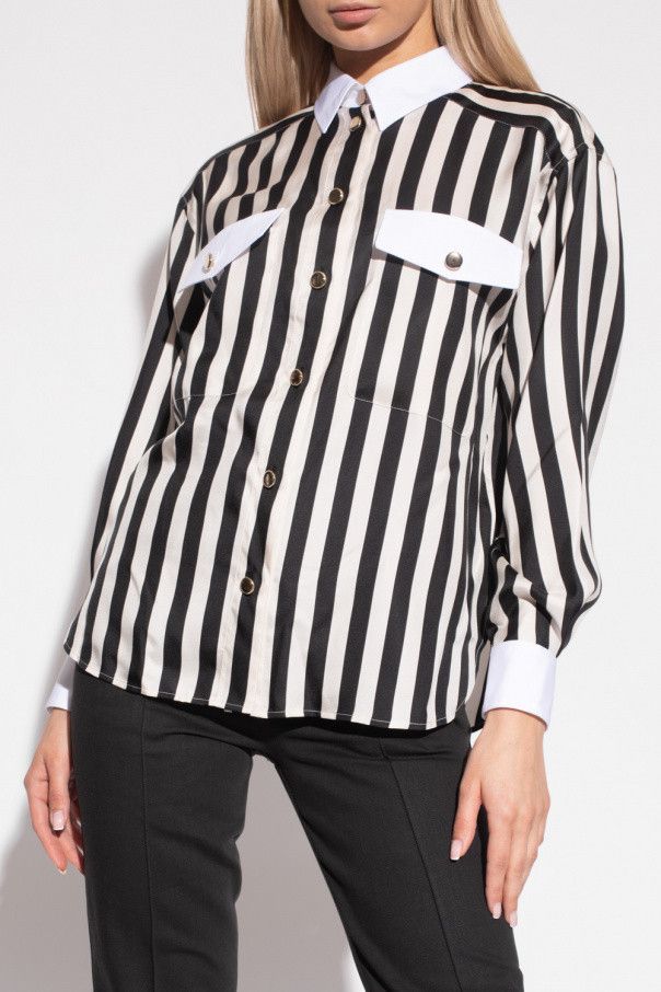 Saint Laurent Paris o1s1wg111024 Striped Button Down Shirt in Black/White Size M / US 6-8 / IT 42-44 - 3 Thumbnail