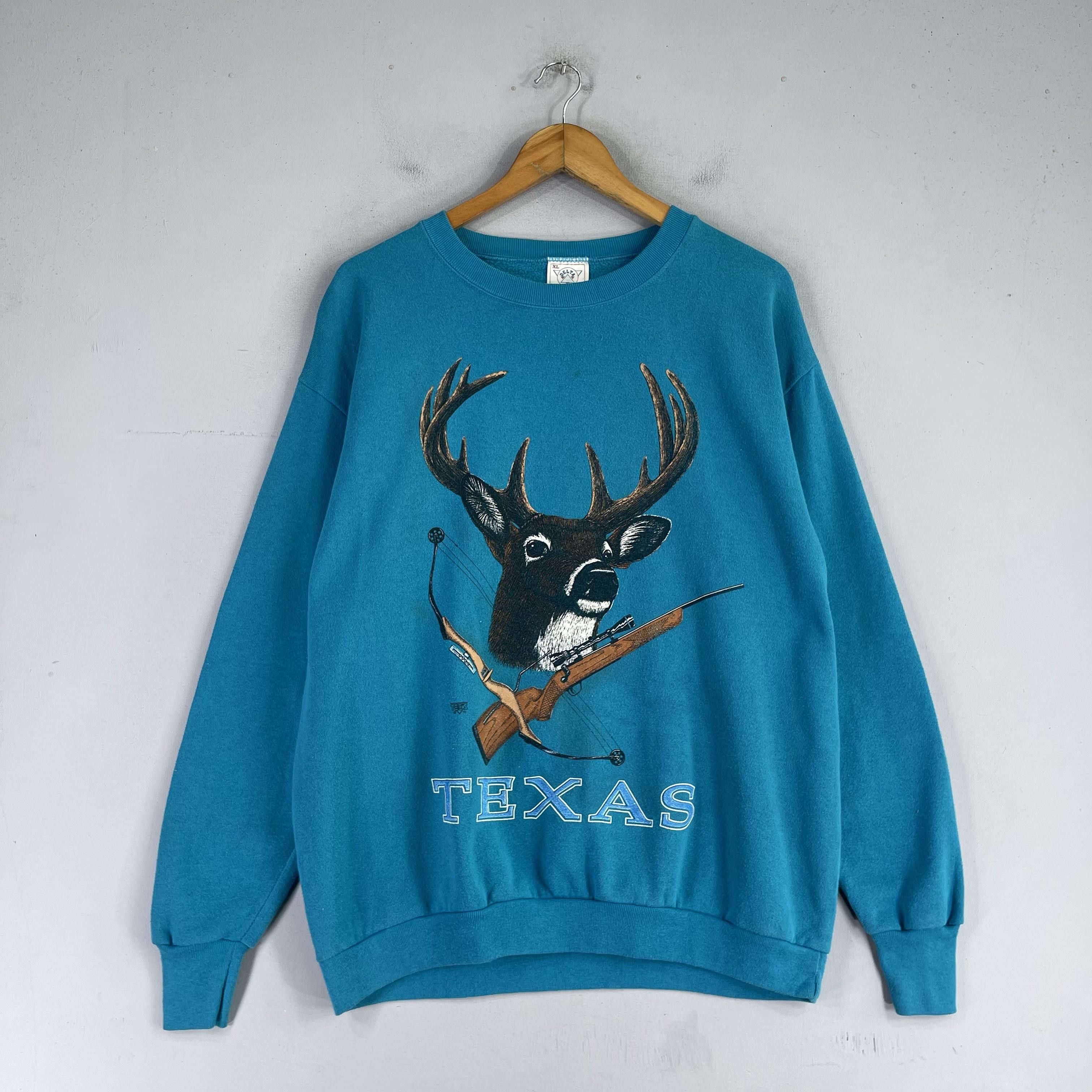Habitat × Vintage Vintage 90s TEXAS Moose Deer Forest Printed Sweatshirt Size US L / EU 52-54 / 3 - 4 Thumbnail