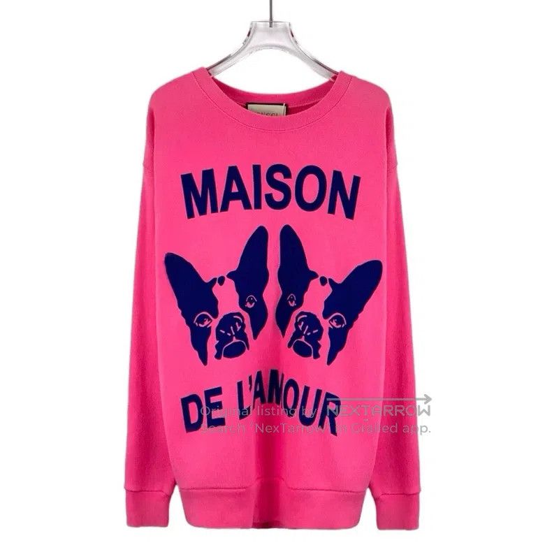 Gucci Gucci Pink logo letter dog head printed beaded cotton roun Size S / US 4 / IT 40 - 1 Thumbnail
