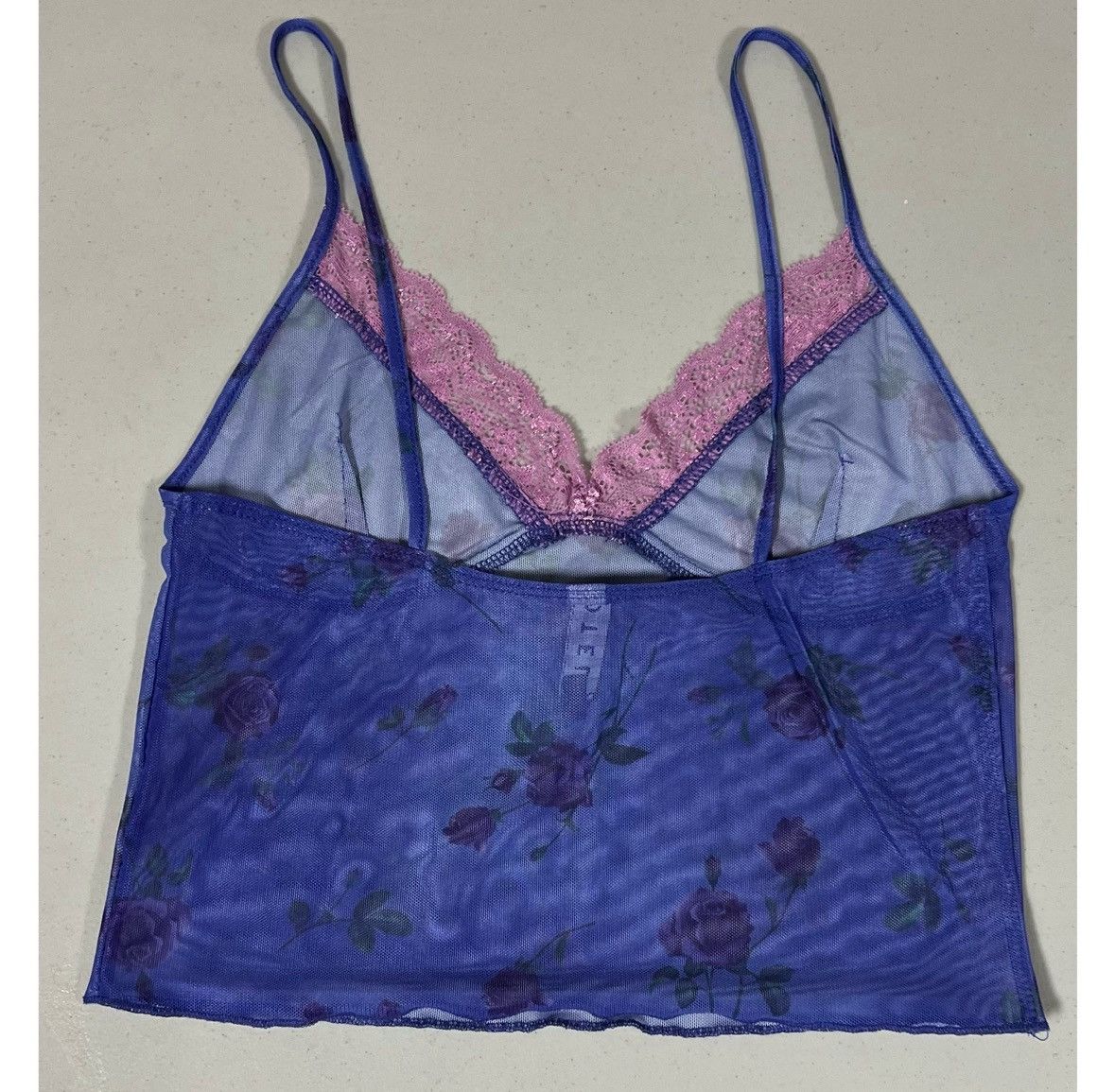 Vintage Motel Purple Floral Mesh Lace Tank Crop Top Shirt Size S 🌹✨ Size S / US 4 / IT 40 - 3 Thumbnail