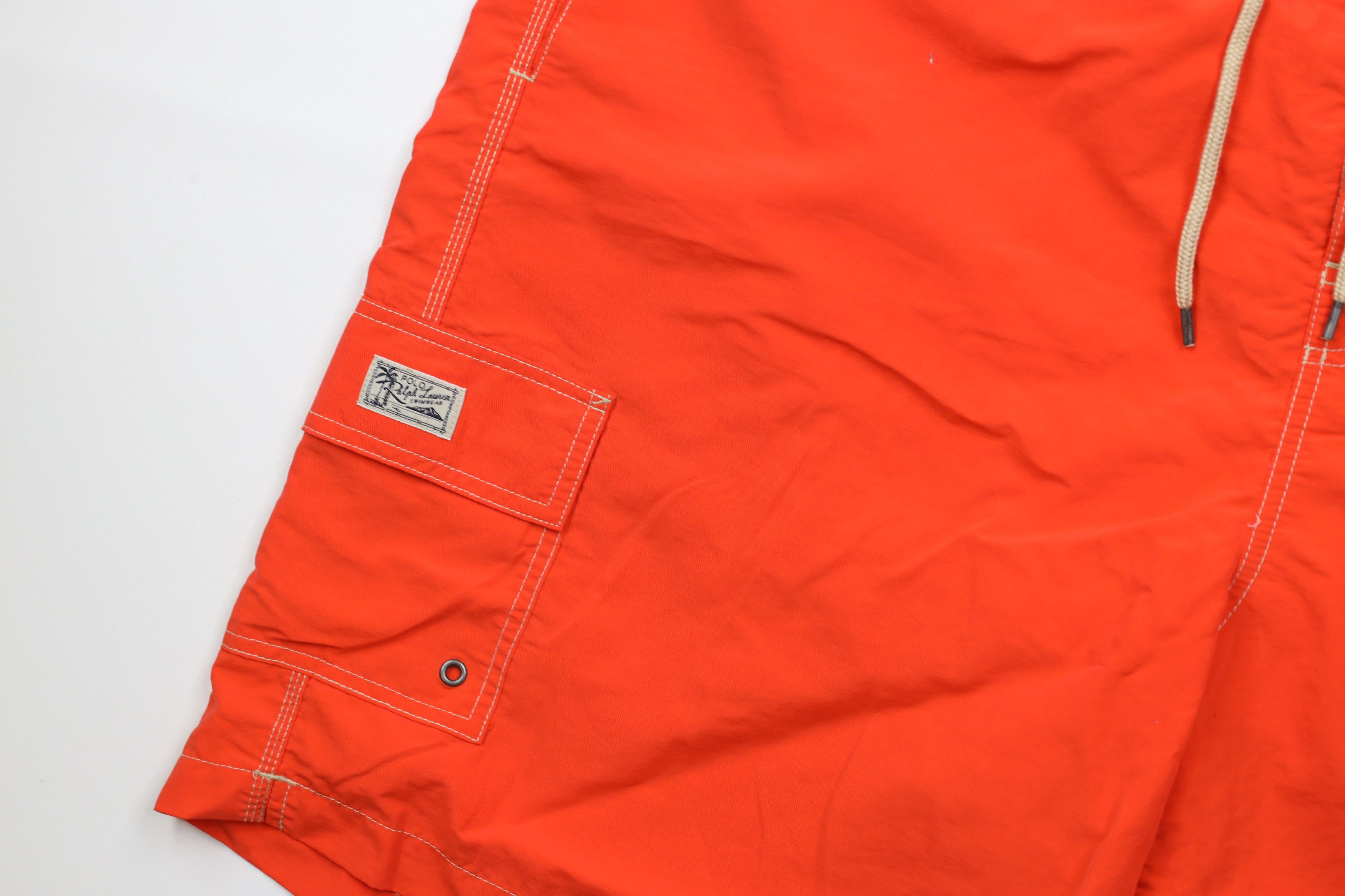 Ralph Lauren × Vintage Vintage 90s Ralph Lauren Lined Shorts Swim Trunks Orange Size US 40 / EU 56 - 6 Thumbnail