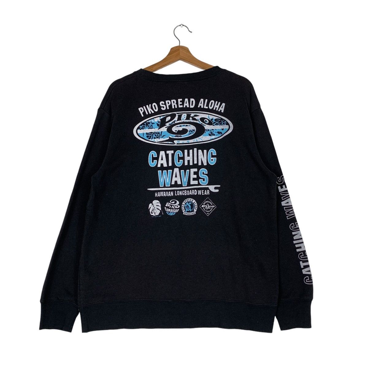 Japanese Brand PIKO Hawaiian Caching Wave Big Logo Sweatshirt #1271-C57 Size US XL / EU 56 / 4 - 1 Thumbnail