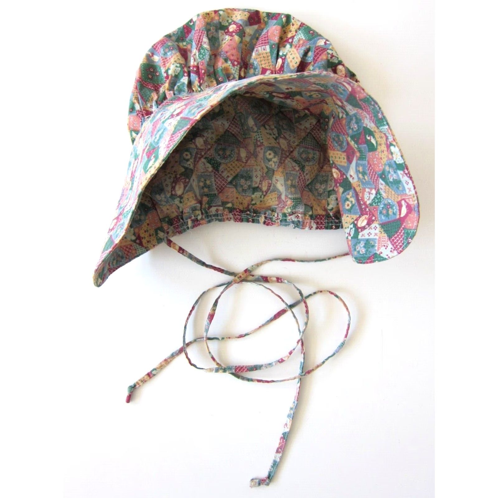 Vintage Vintage Handmade Pink Green Bird Floral Goose Hat Hood Cap Chapeau Bonnet M-L Size ONE SIZE - 5 Thumbnail