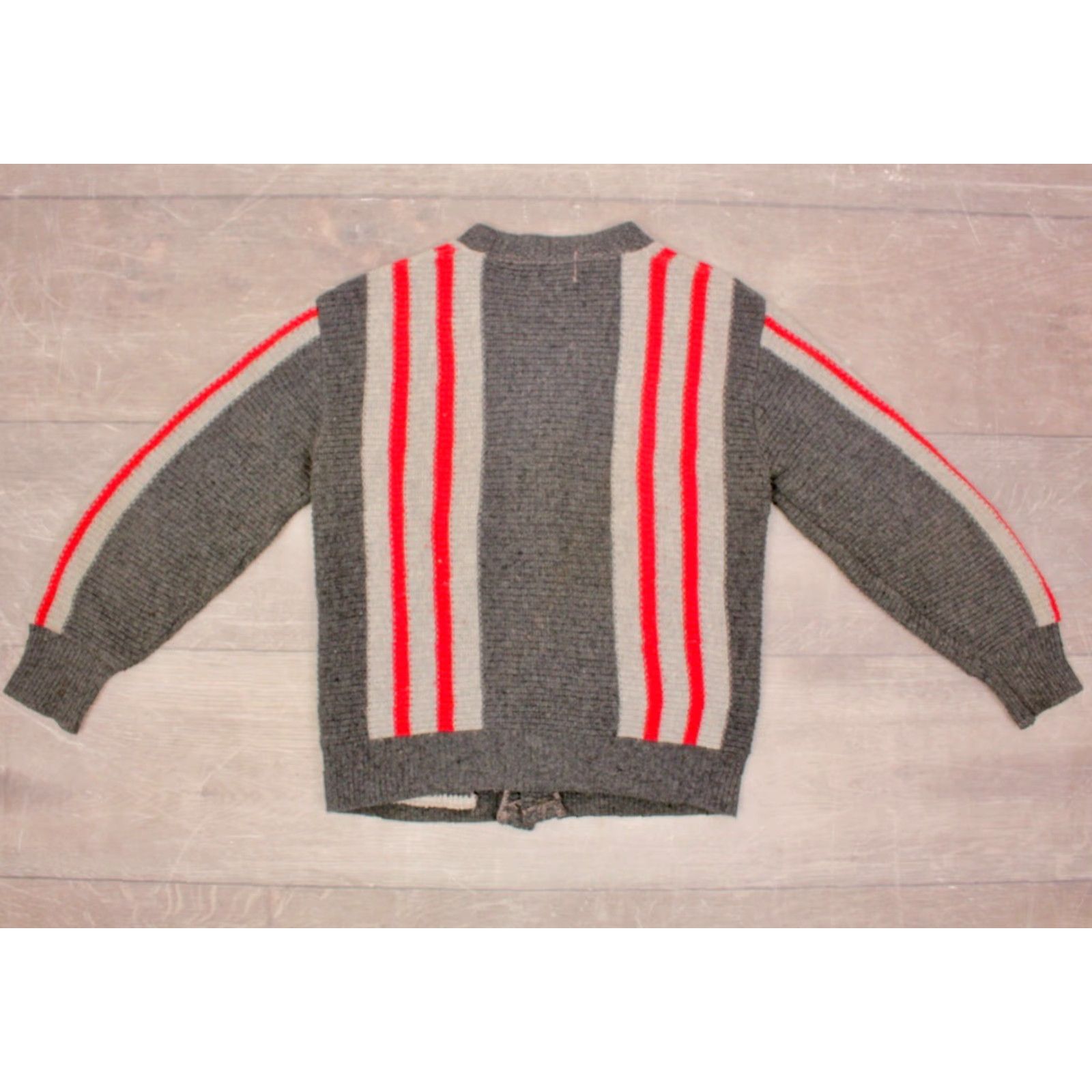Vintage VTG Campus 60s Cardigan Mens M Grey Red Striped Acrylic Sweater 1960s Vintage Cardigan Men's Grey Red Striped Acrylic Sweater Size US M / EU 48-50 / 2 - 3 Thumbnail
