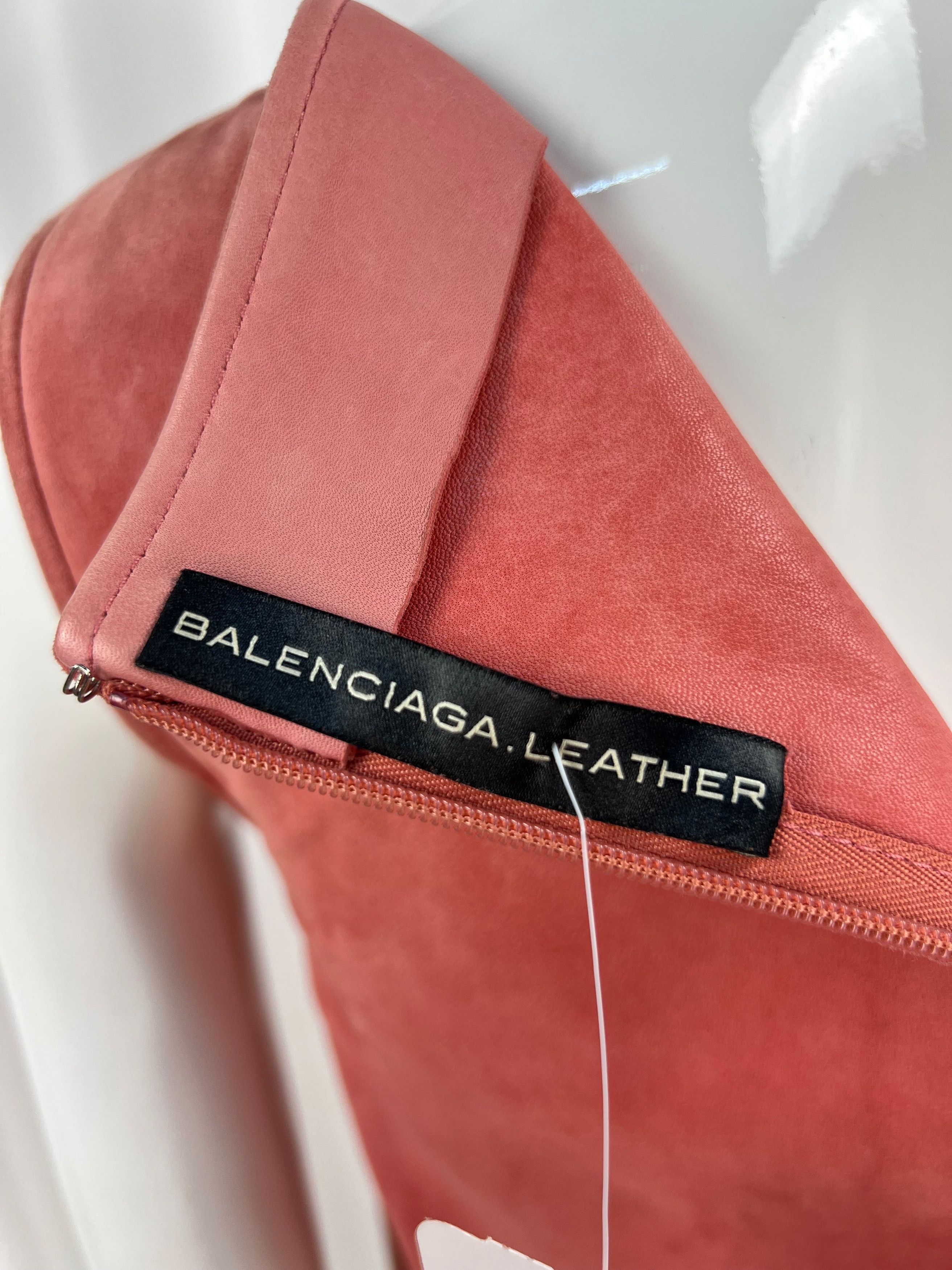 Balenciaga Balenciaga Leather Peachy Pink Midi Dress Size S / US 4 / IT 40 - 7 Thumbnail