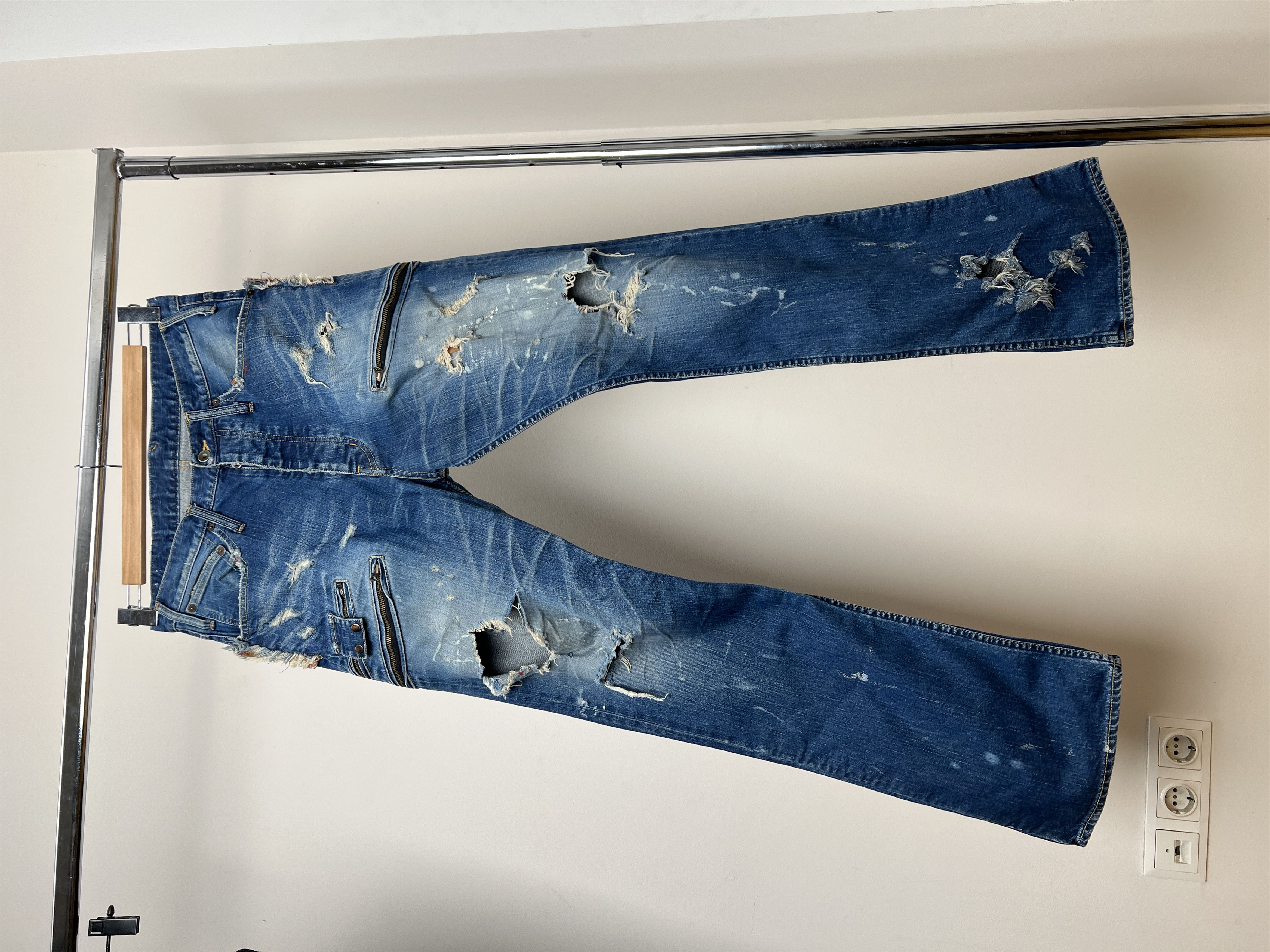 image of Le Grande Bleu L G B L.g.b. Distress Denim Pants, Men's (Size 35)