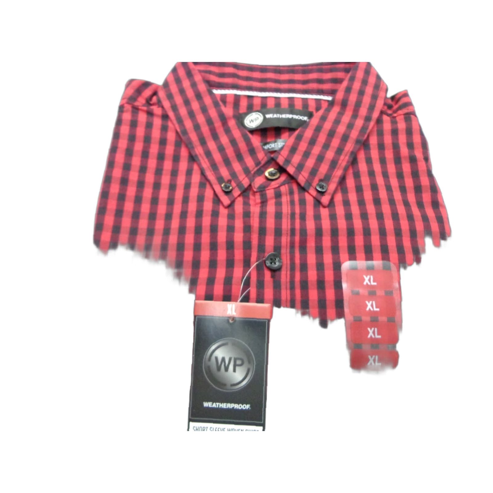 Weatherproof Weatherproof Button-Down Shirt Short Sleeve XL Red Black Checks Men Regular Geometric 66% cotton 32% polyester 2% spandex Stretch New Size US XL / EU 56 / 4 - 1 Thumbnail