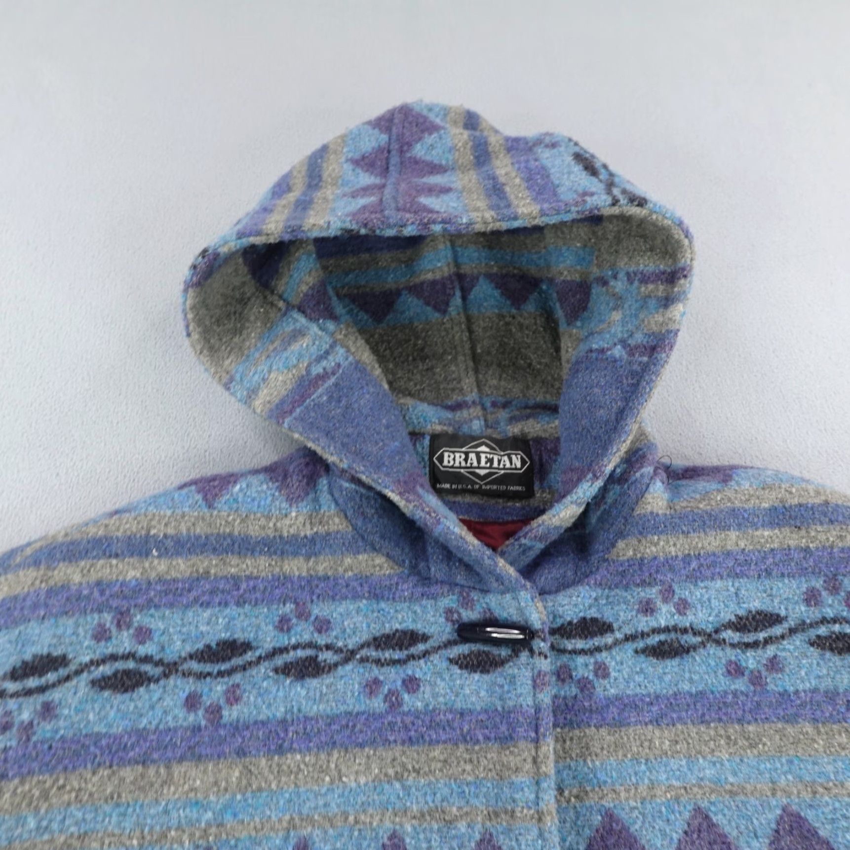 Vintage VINTAGE Braetan Jacket Womens Small Blue Toggle Southwest Aztec Wood Blend Coat Jacket Size S / US 4 / IT 40 - 5 Thumbnail