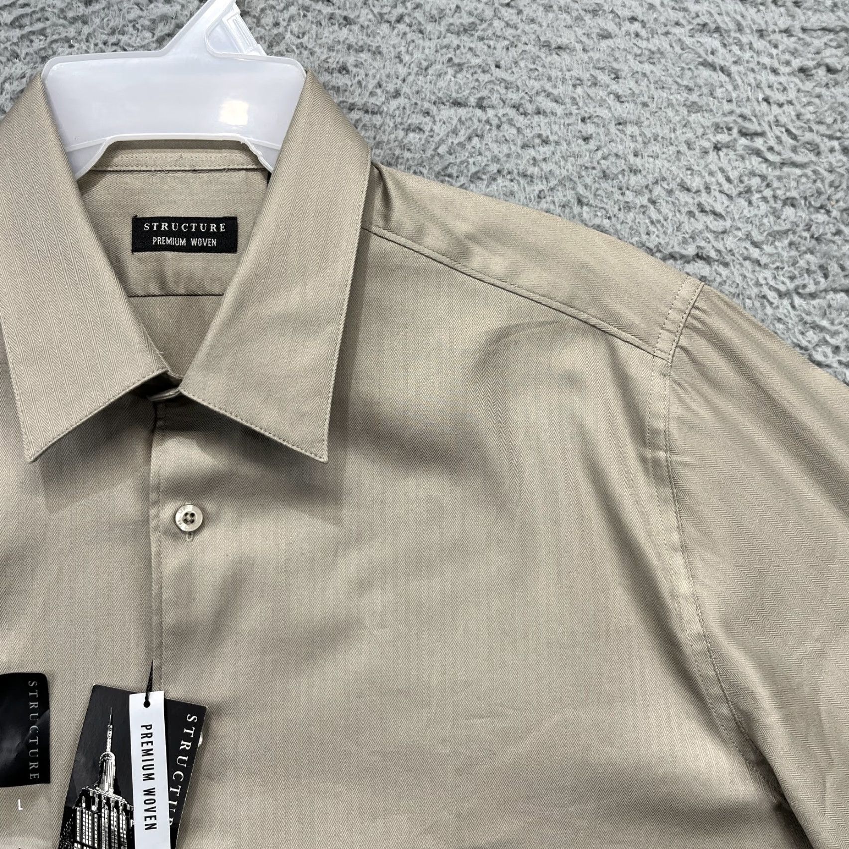 Sears Sears Structure Shirt Mens Large Tan Woven Textured Long Sleeve Button Up Size US L / EU 52-54 / 3 - 4 Thumbnail