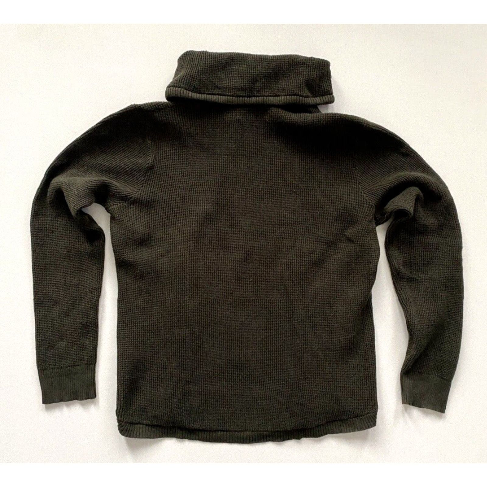 Ralph Lauren VINTAGE Lauren Ralph Lauren Sweater Shirt Womens Waffle Knit Cowl Neck Forest Green L 100% Cotton Pullover Classic, Preppy, Designer Womens Size L / US 10 / IT 46 - 4 Thumbnail