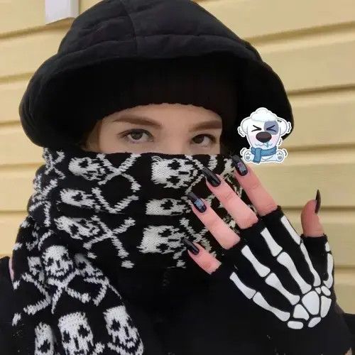 Japanese Brand Skeleton Skull Pattern Party Winter Scarf Size ONE SIZE - 2 Thumbnail