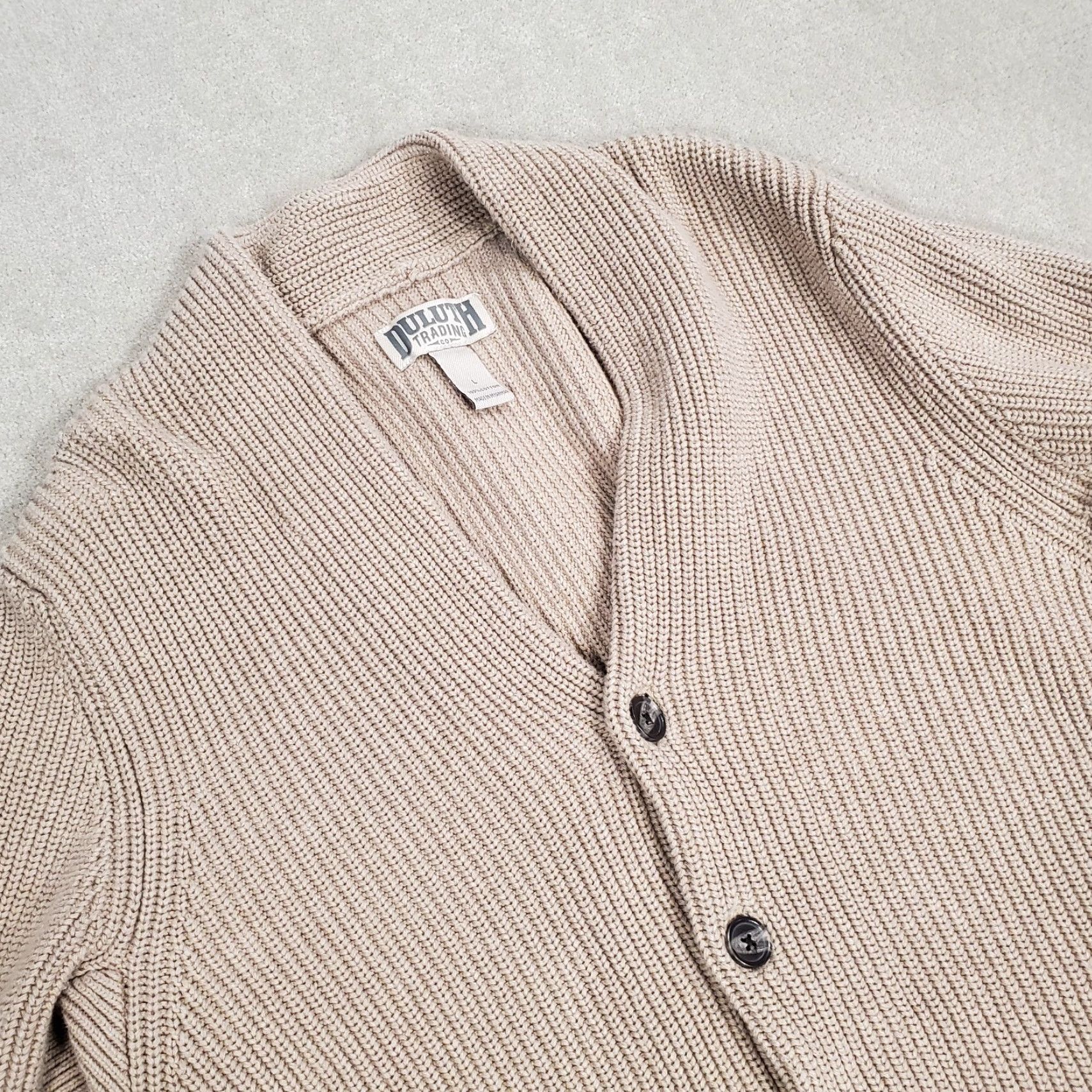 Vintage Duluth Sweater Cardigan Mens Large Beige Burly Retirement Shawl 71257 Size US L / EU 52-54 / 3 - 2 Thumbnail